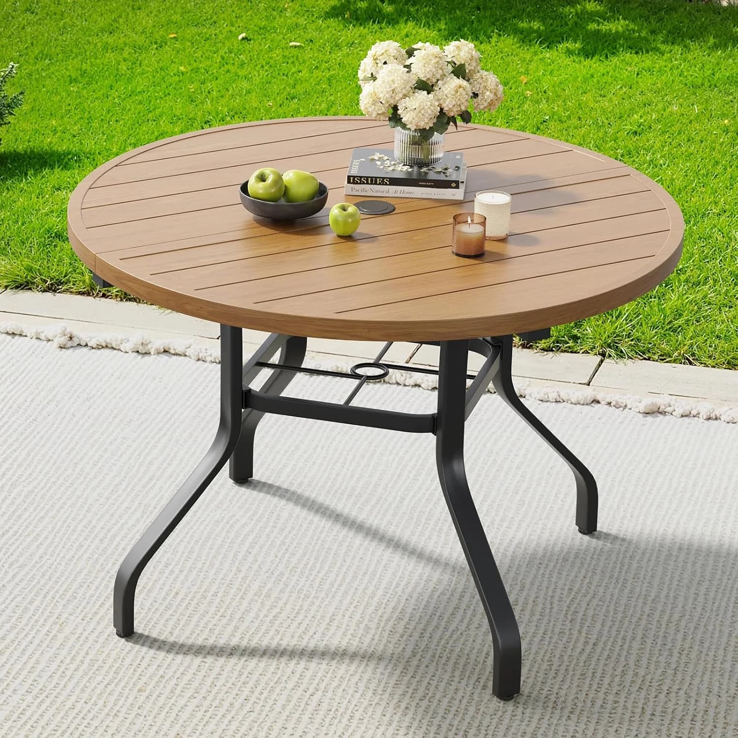 Soohow Round Outdoor Dining Table 41" with 1.57" Umbrella Hole