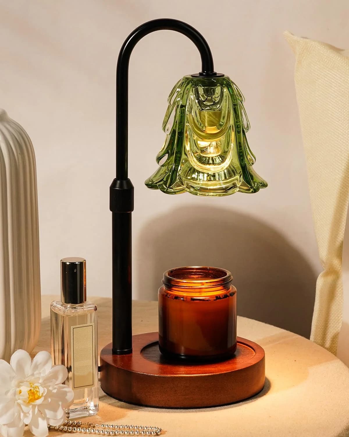 Small Candle Warmer Lamp with Timer, Adjustable Green Lamp Warmer for Jar Candles, Christmas Birthday Gifts for Women Mo
