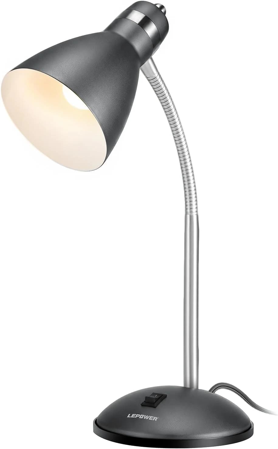 LEPOWER Metal Desk Lamp, Adjustable GooseNeck Reading Light for Bedroom