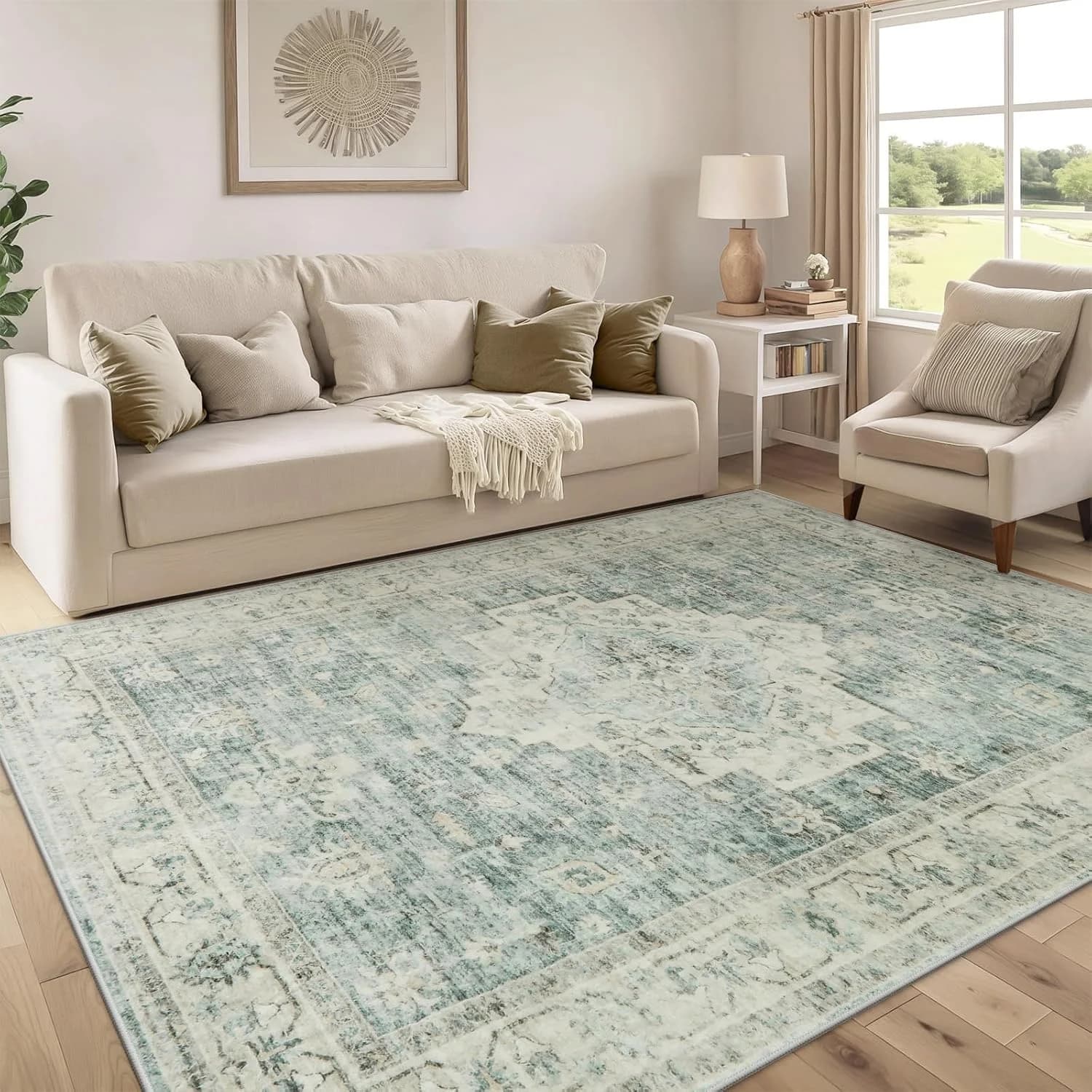 LIVEBOX Washable Area Rug 6x9 Rugs for Living Room Dining Room Under Table, Non-Slip Boho Indoor Carpet for Bedroom, Low