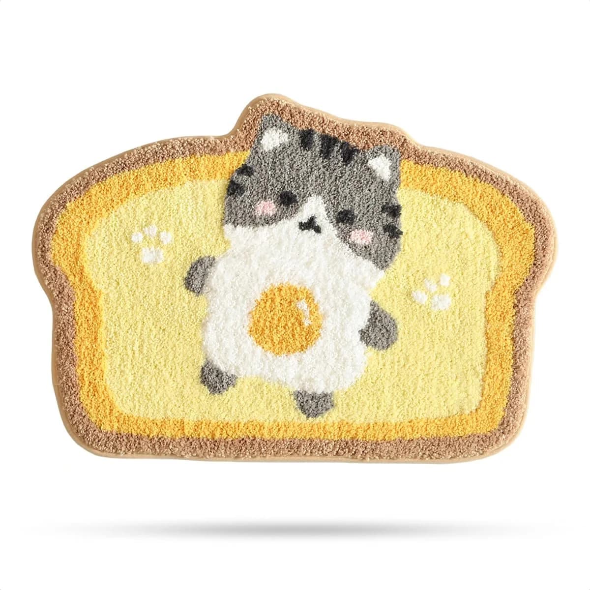 Molesun Cute Bath Mats Toast, Soft and Absorbent Microfiber Bath Rugs, Non-Slip Shaggy Shower Carpet, Machine Wash Dry,
