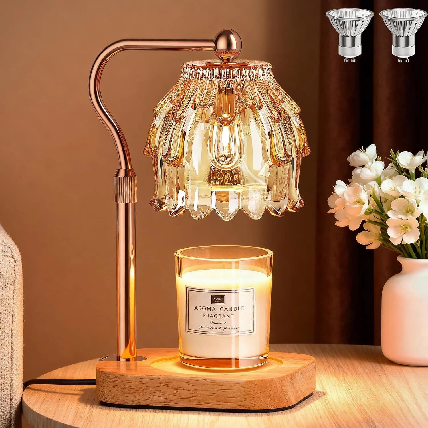 Candle Warmer Lamp with Timer - Flower Electric Wax Melter Warmer Adjustable Height for Jar Candles, Gift for Women, Mom