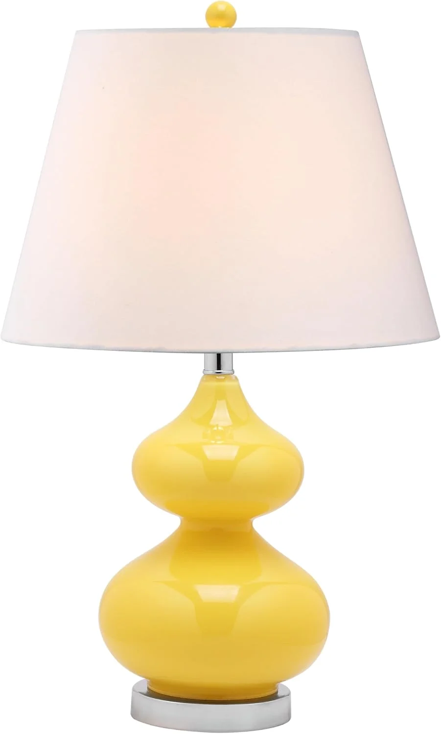 SAFAVIEH Lighting Collection Eva Modern Contemporary Yellow Double Gourd Glass 24-inch Bedroom Living Room Home Office D