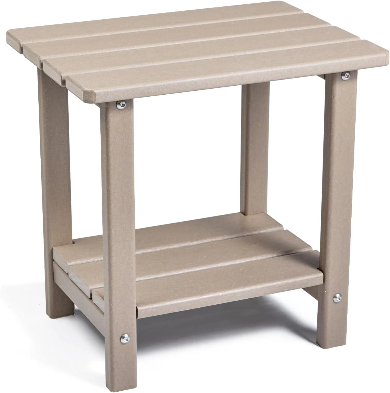 Apolimi Adirondack Outdoor Side Table, 2-Tier Sturdy Patio End Table Weather Resistant, 16.5" Solid Side Table for Patio