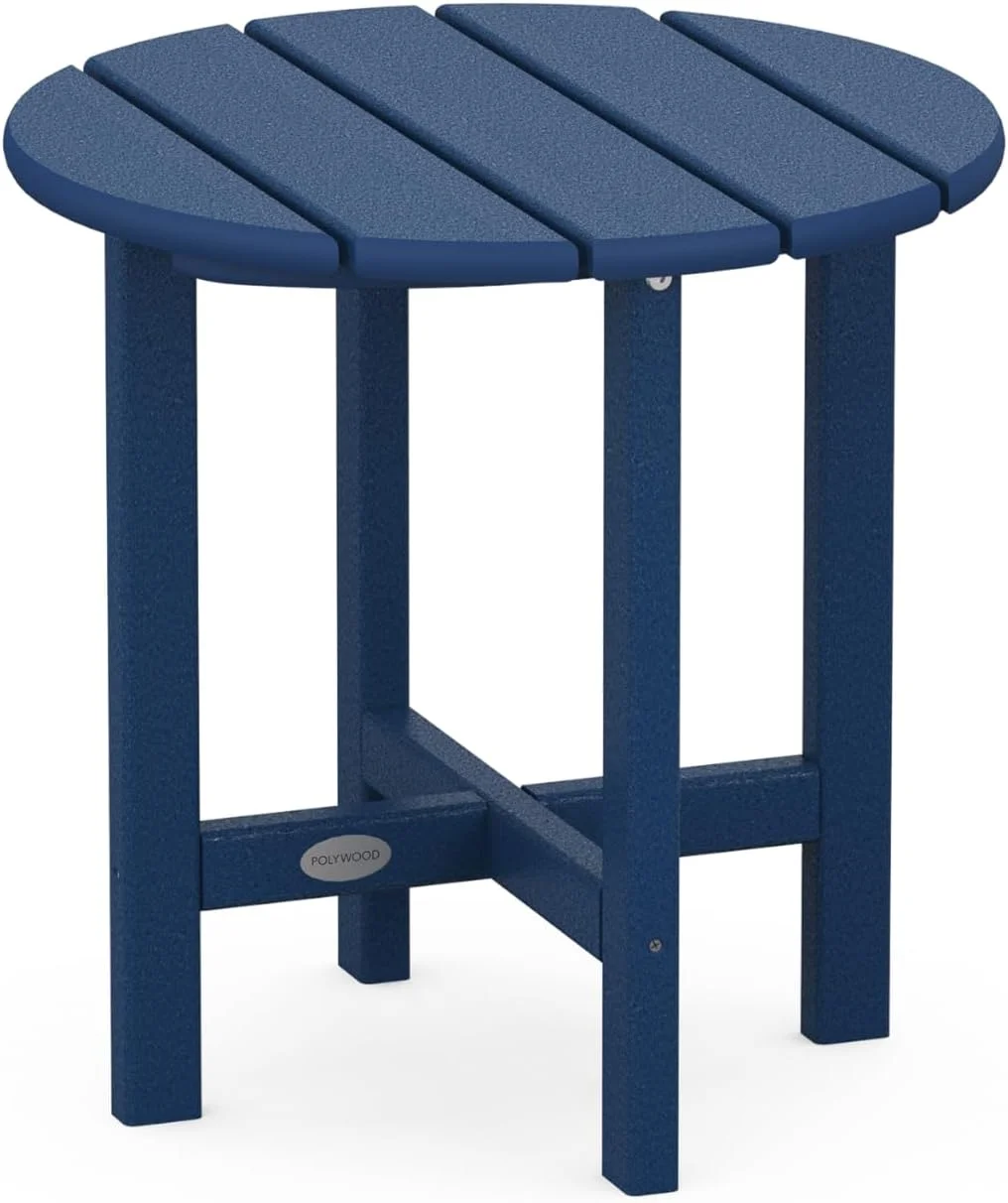 POLYWOOD Round Side Table, 18 Inch, Outdoor End Table, Recycled Plastic Patio Furniture, Pool Deck Garden Hot Tub Accent
