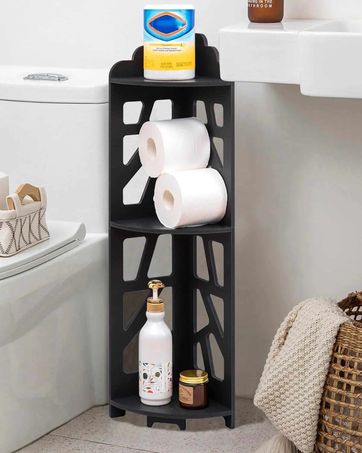 J JINXIAMU Corner Shelves,Corner Shelf Stand Waterproof Great for Bathroom Storage Tight Space,Small Shelf Stand Fit for