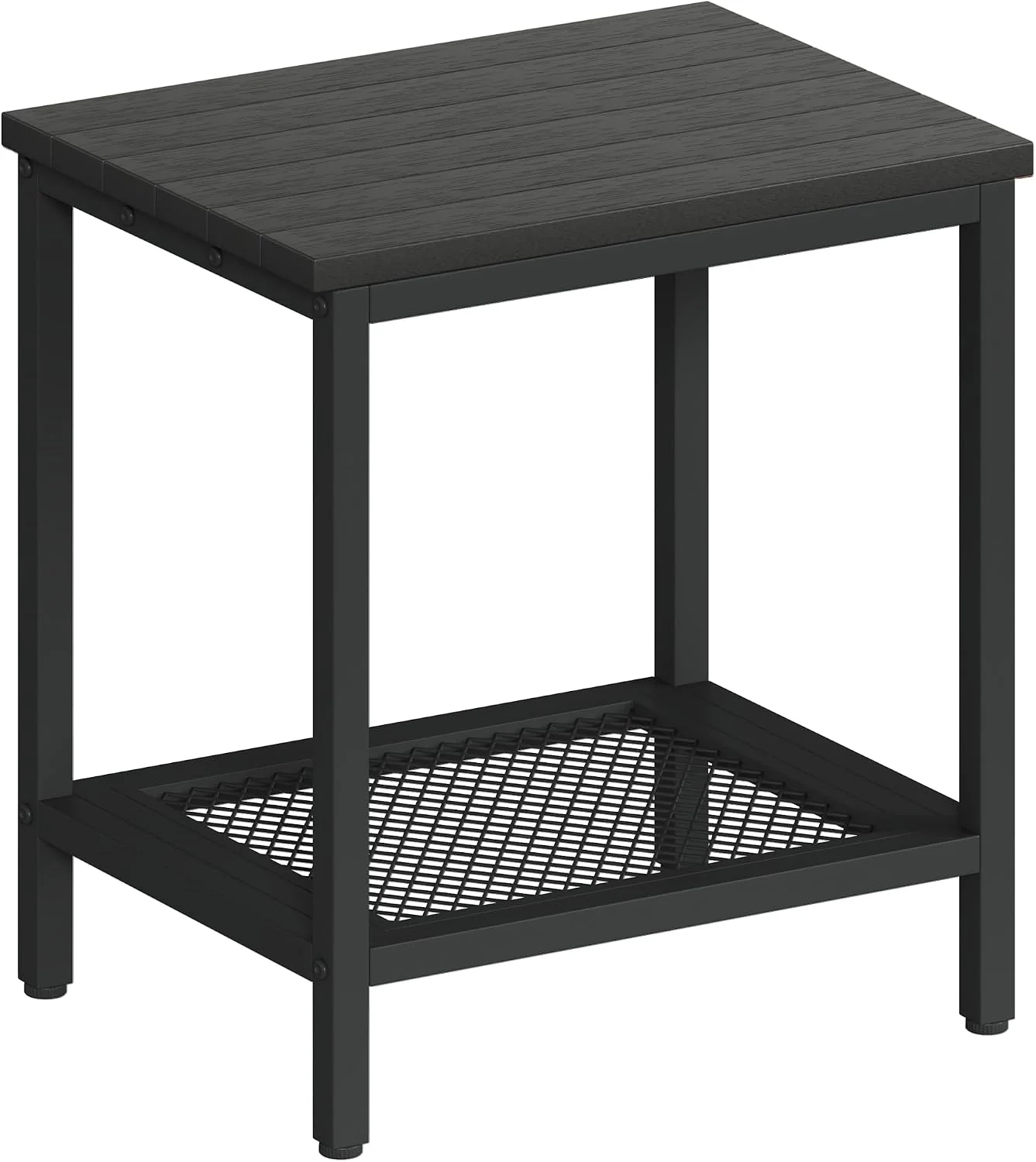 Outdoor Side Table with Storage 2-Tier Patio End Tables Black
