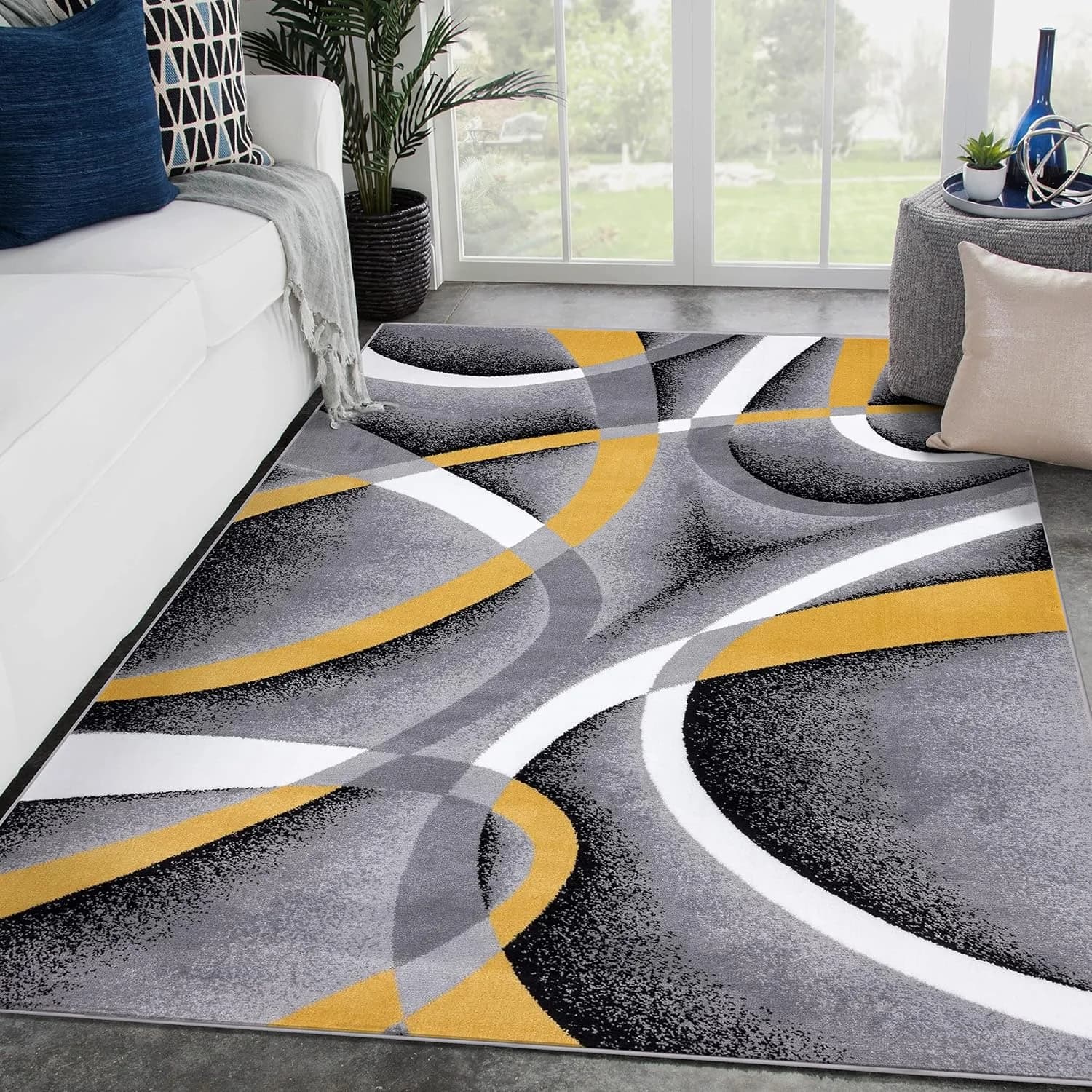 Luxe Weavers Geometric Abstract Area Rug Yellow 4x5