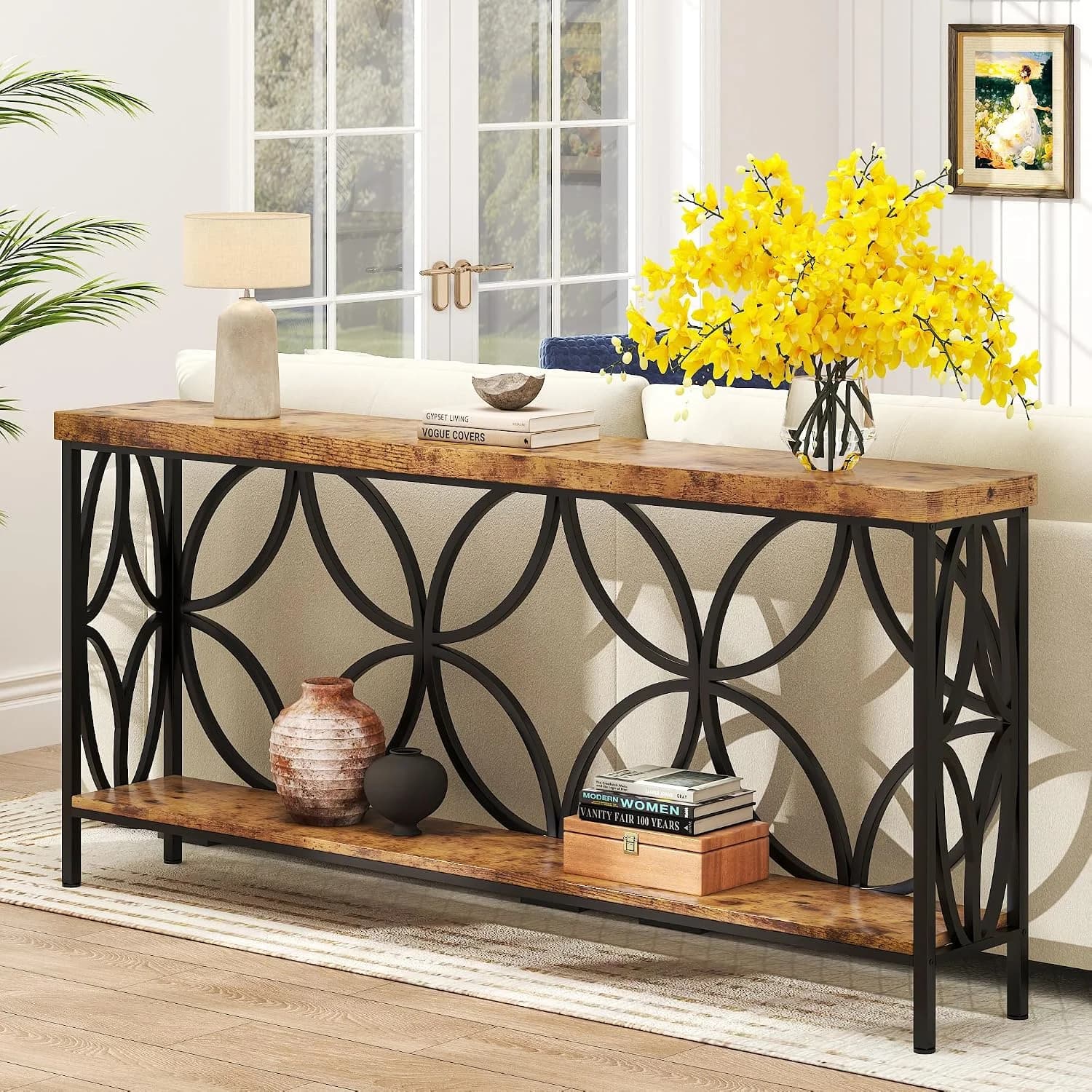 70.9 inch Extra Long Sofa Table, Industrial Console Table Behind Couch