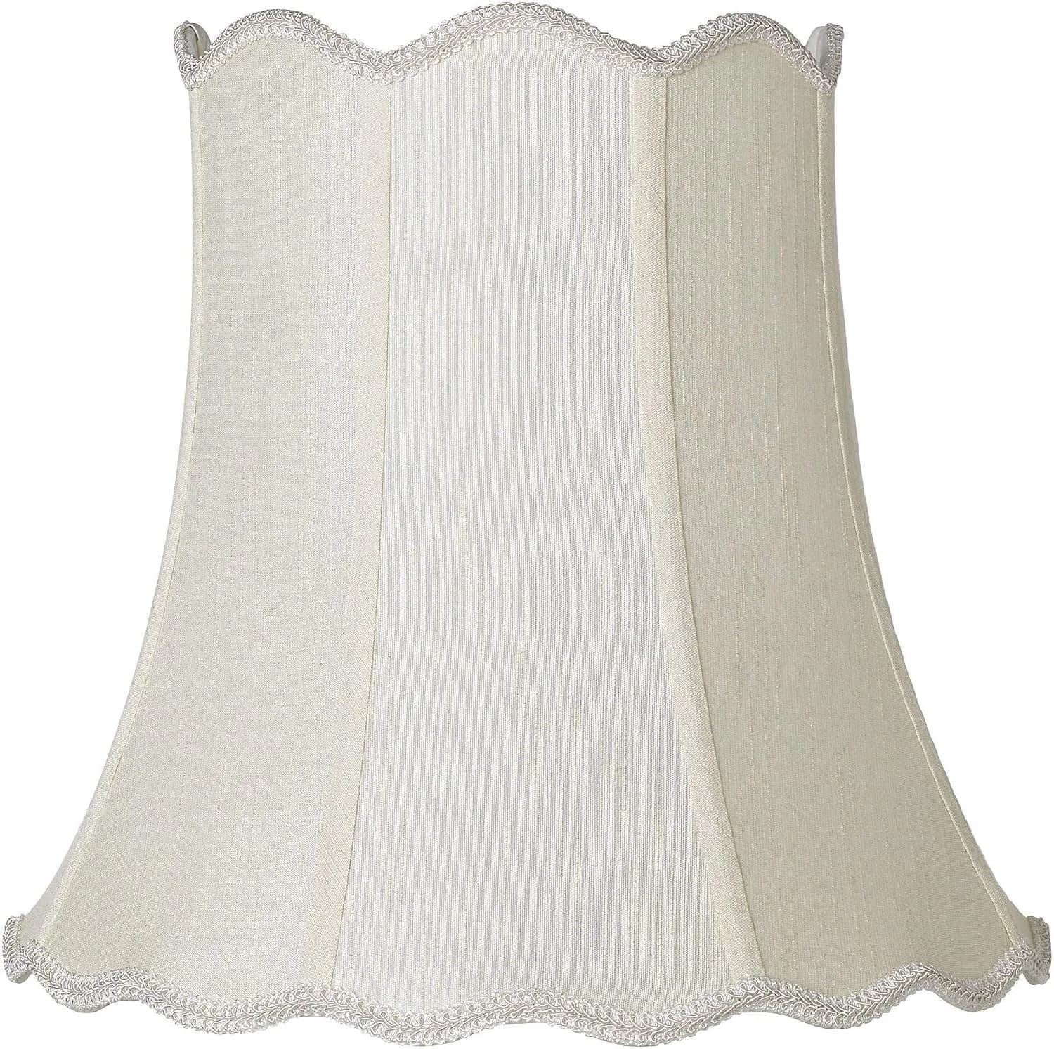 Pre-Assembled Large Saba Creme Scallop Bell Lamp Shade 10x16x15 (Spider)