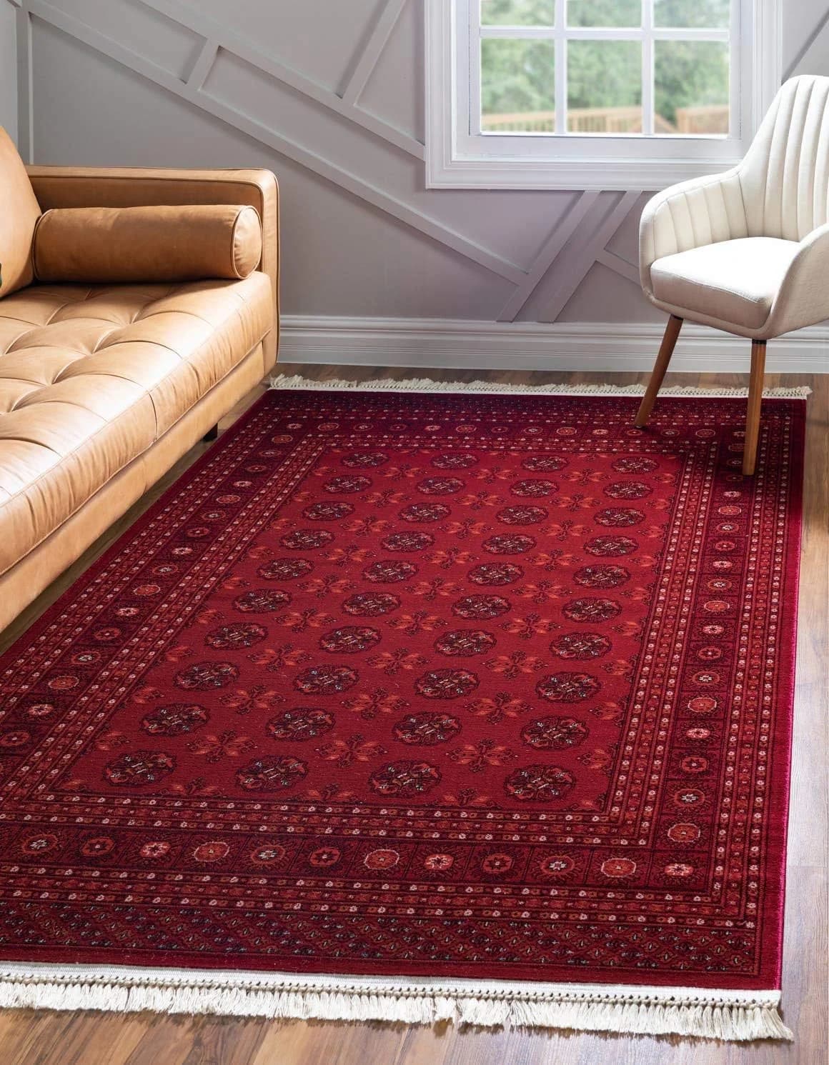 Unique Loom Tekke Collection Over-Dyed Saturated Traditional Torkaman Area Rug, 8 ft x 11 ft, Red/Burgundy