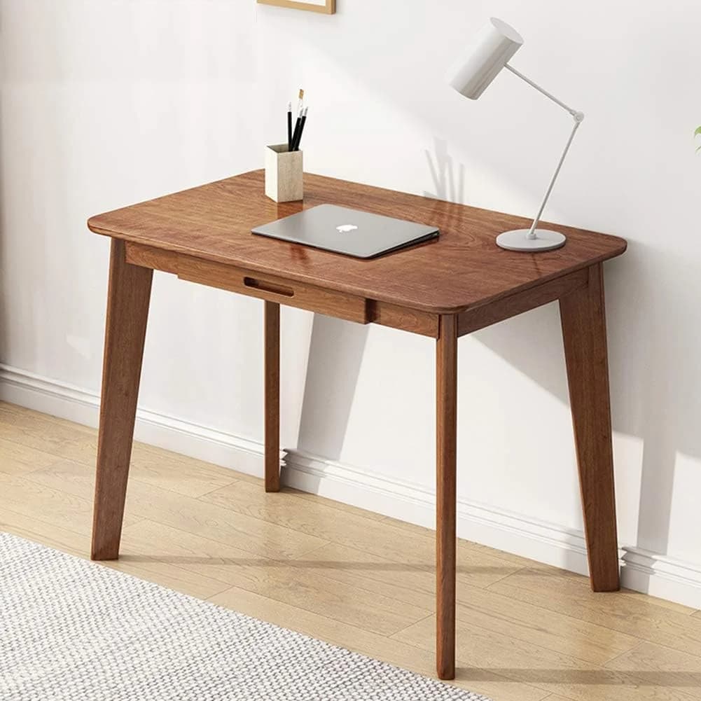 IOTXY Solid Wood Writing Desk - Home Office Laptop Computer Table, Walnut