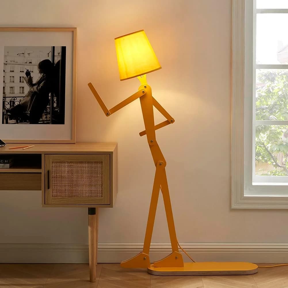 Cool Mini Wood Floor Lamp for Kids Room Corner Reading, Egg Yellow