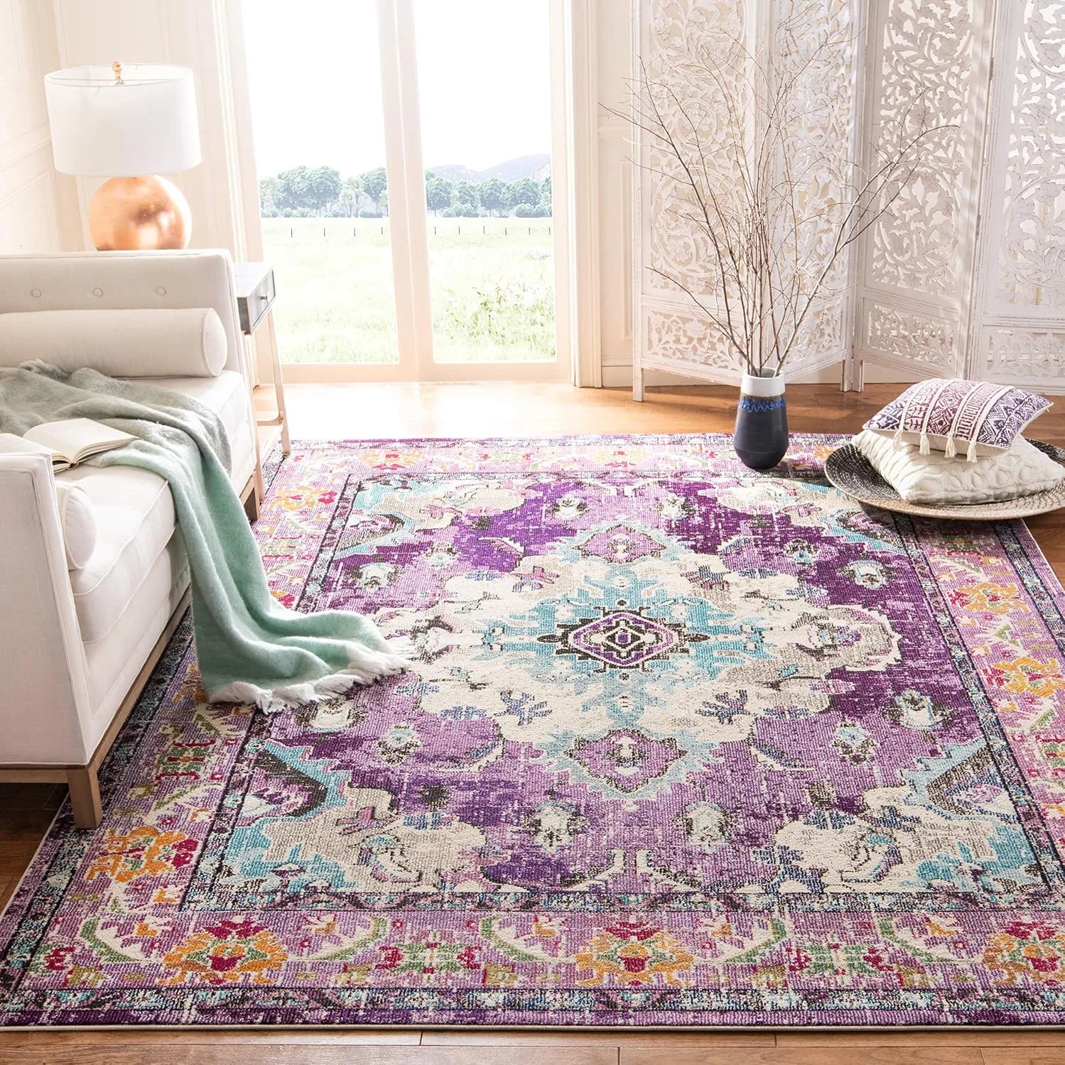 SAFAVIEH Monaco Area Rug 8x10, Large Violet & Light Blue MNC243L