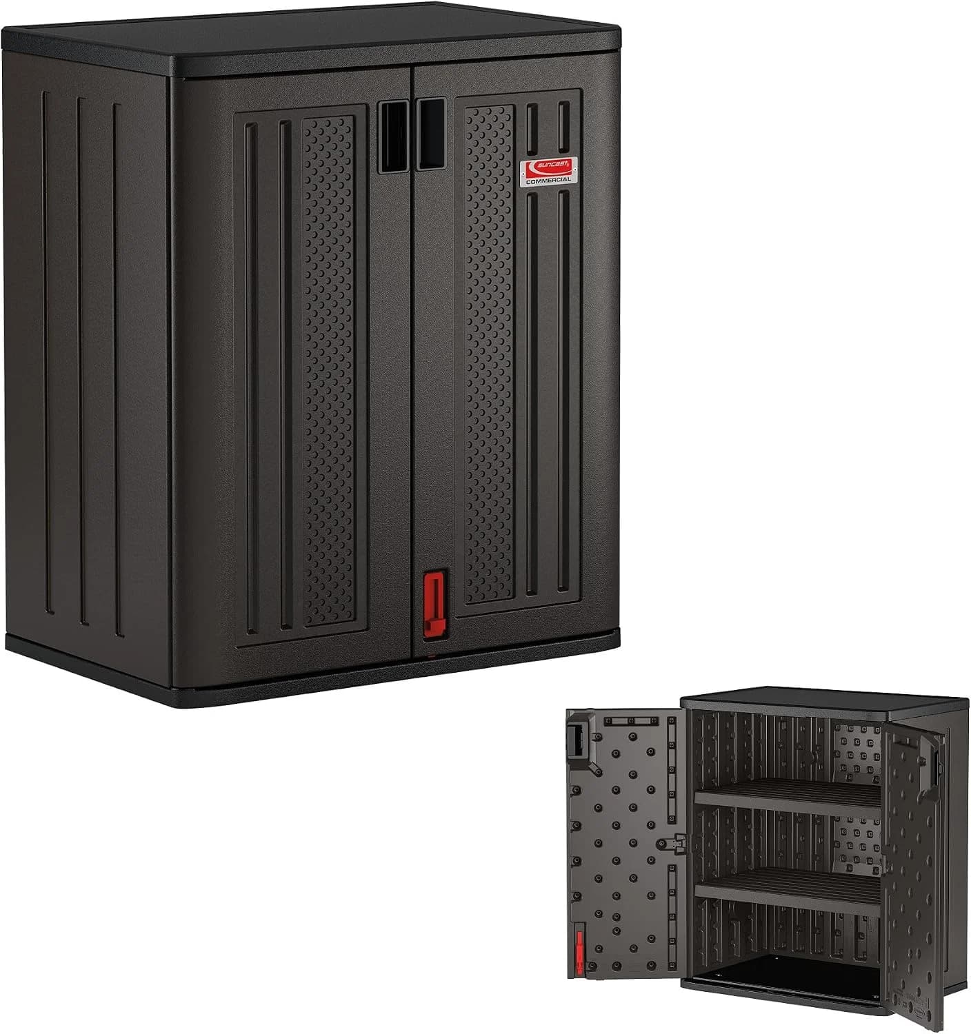 Suncast 30" Heavy-Duty Resin Outdoor Storage Cabinet, Lockable, Dark Gray