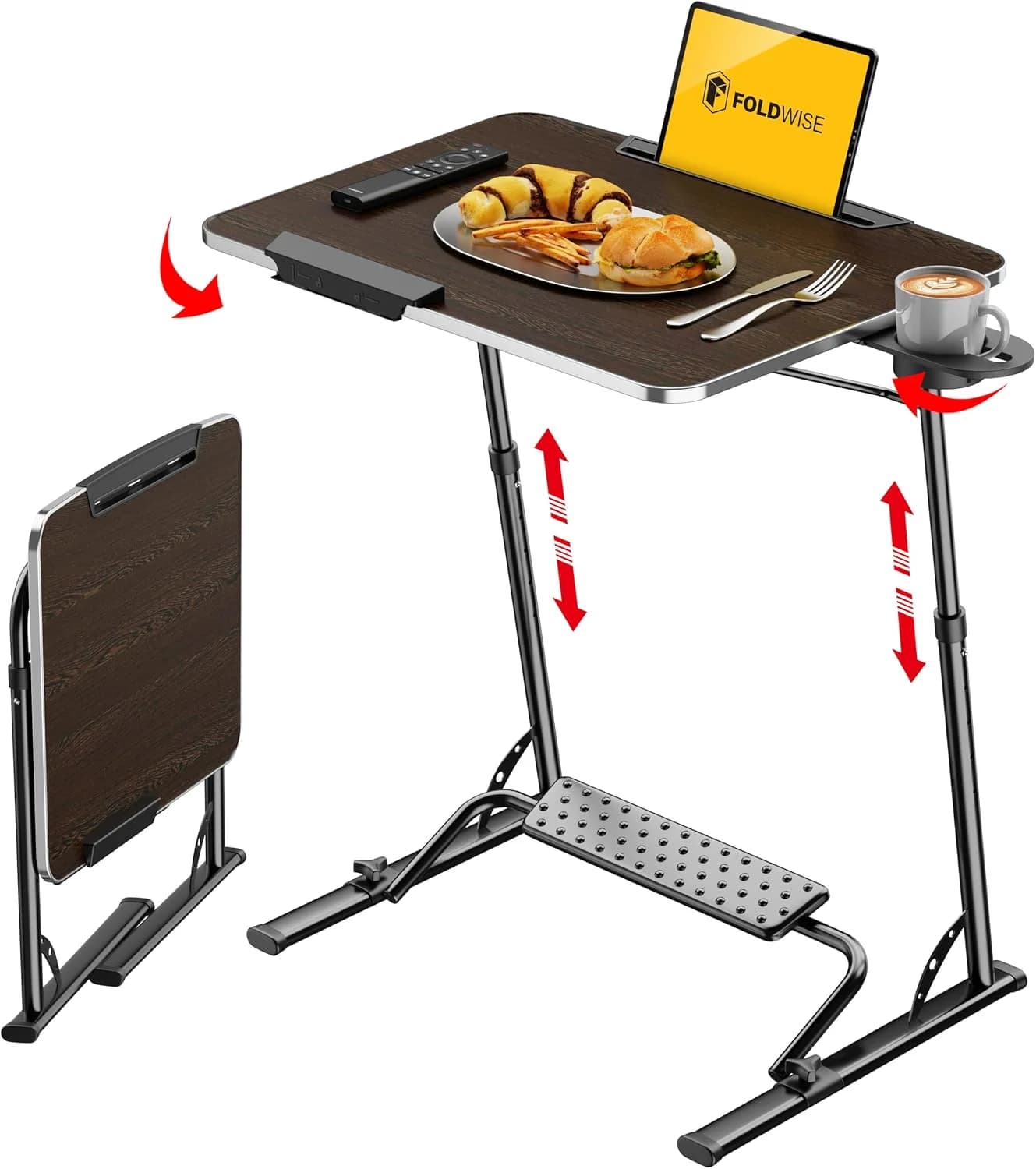 FoldWise Upgraded Folding TV Tray Table, Sturdy Couch & Dinner Laptop Table
