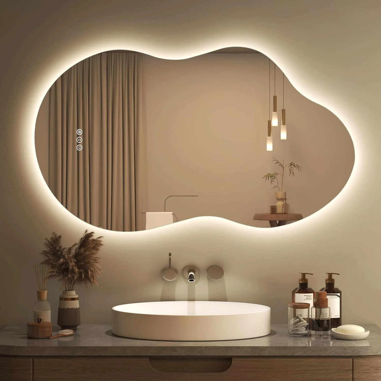 SMIROR 40x24 Irregular Backlit Led Lighted Bathroom Vanity Mirror