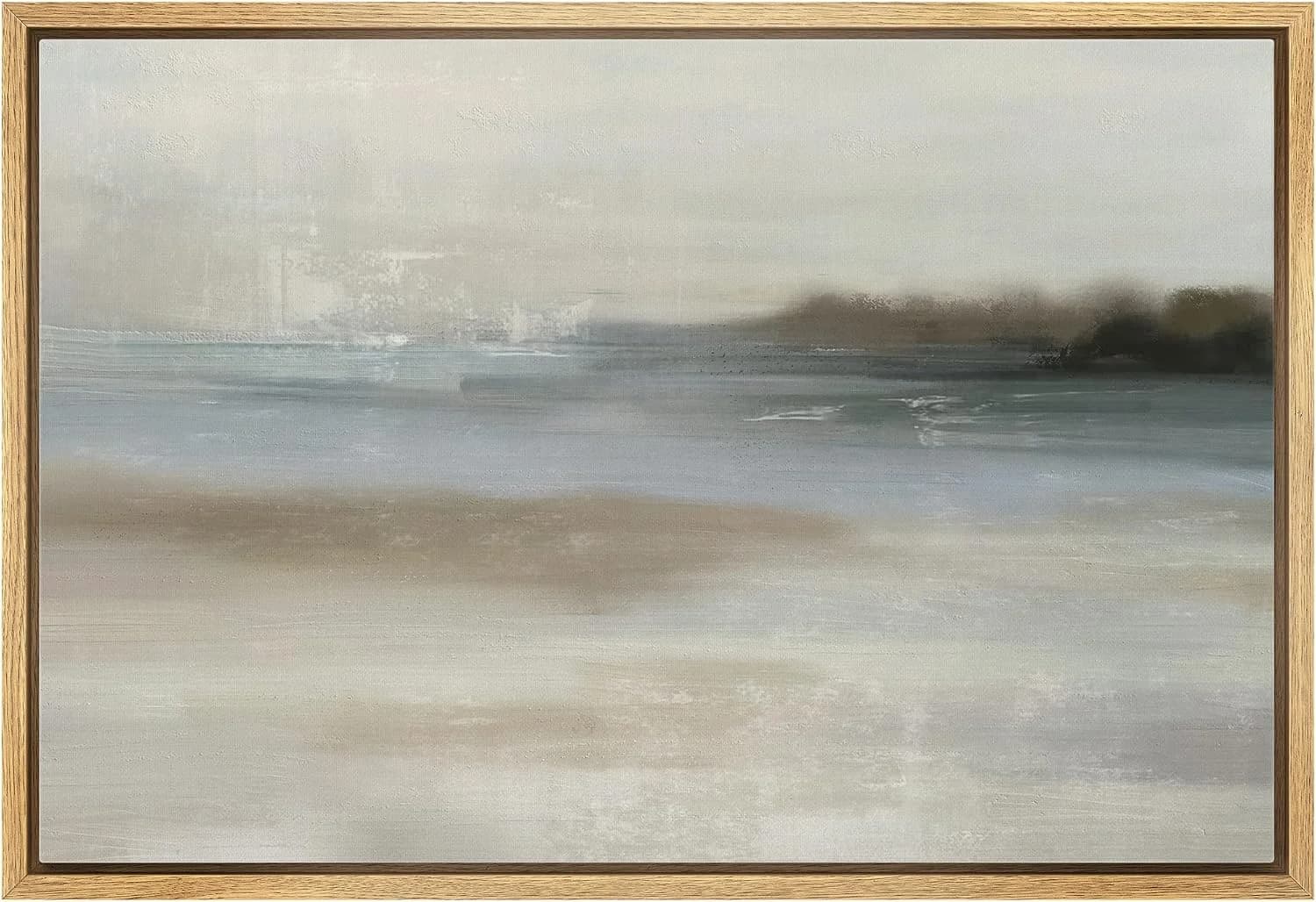 SIGNLEADER Framed Canvas Print Wall Art Pastel Gray Blue Watercolor Landscape Abstract Shapes Illustrations Modern Art D