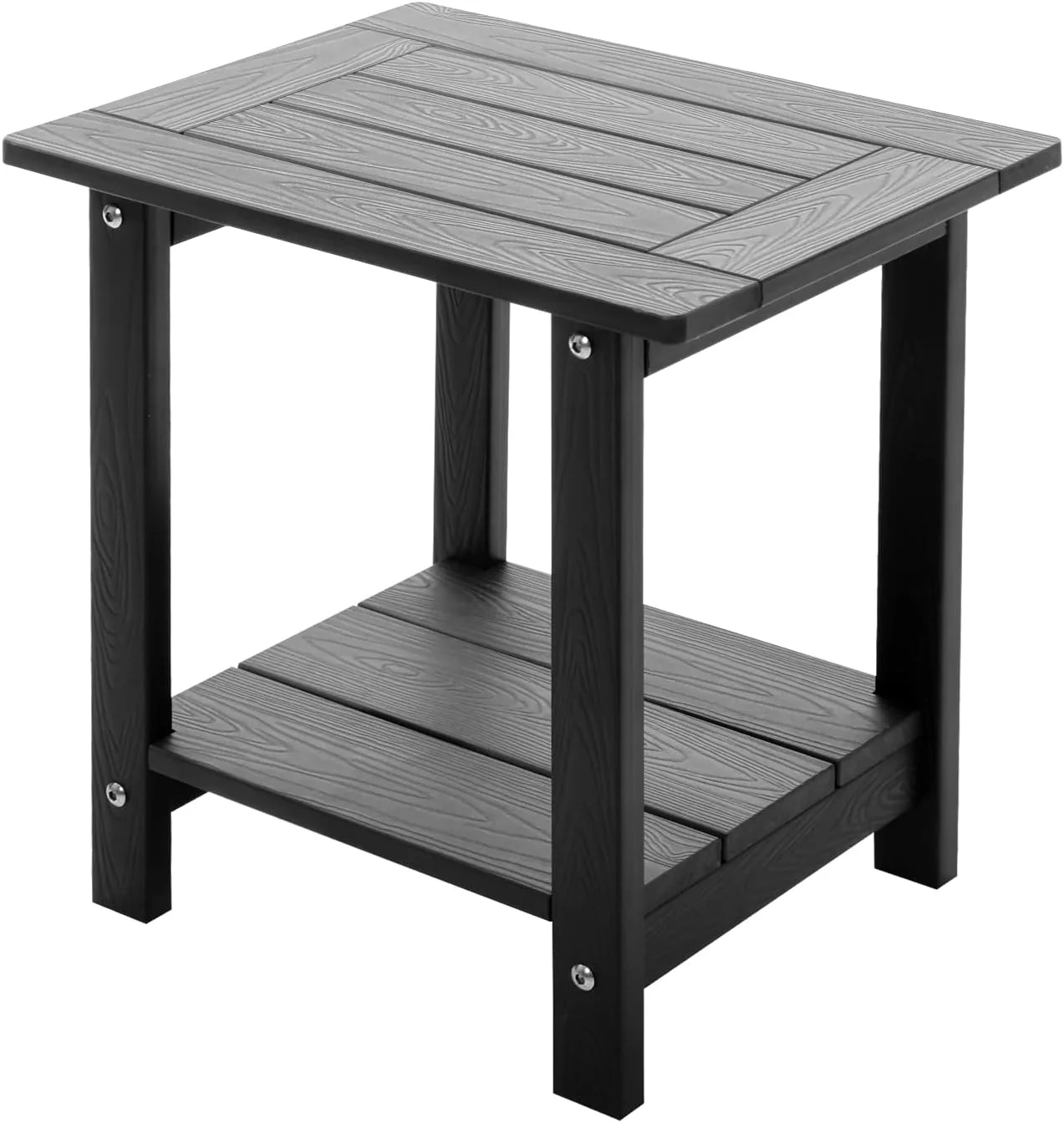 Meluvici Double Adirondack Side Table Weather Resistant, Outdoor Rectangular End Table for Adirondack Chair, Black with