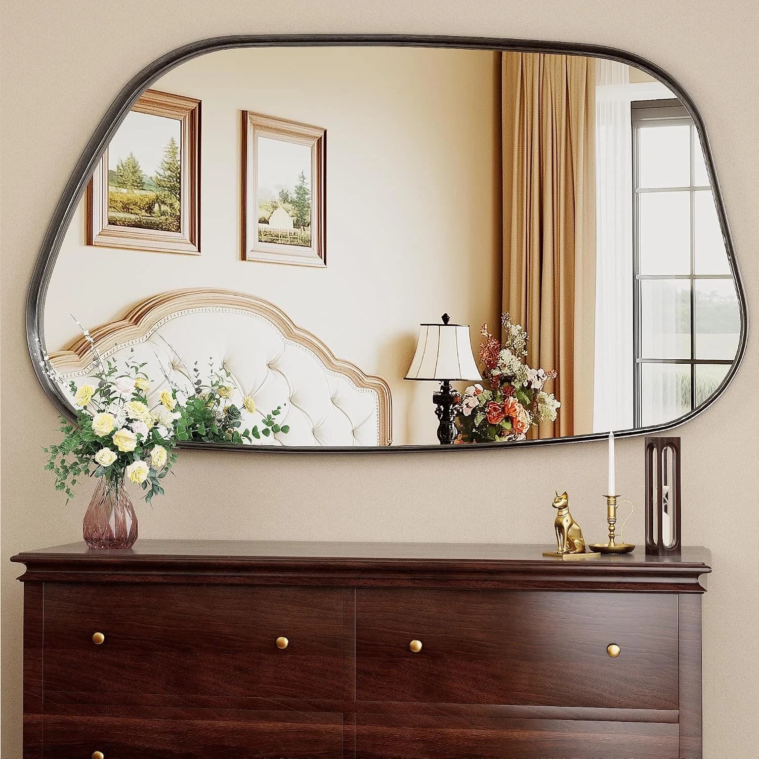 Irregular Wall Mirror 55"x28" Bathroom Mirrors Asymmetrical Artistic Decorative for Living Room Bedroom Bathroom Hallway