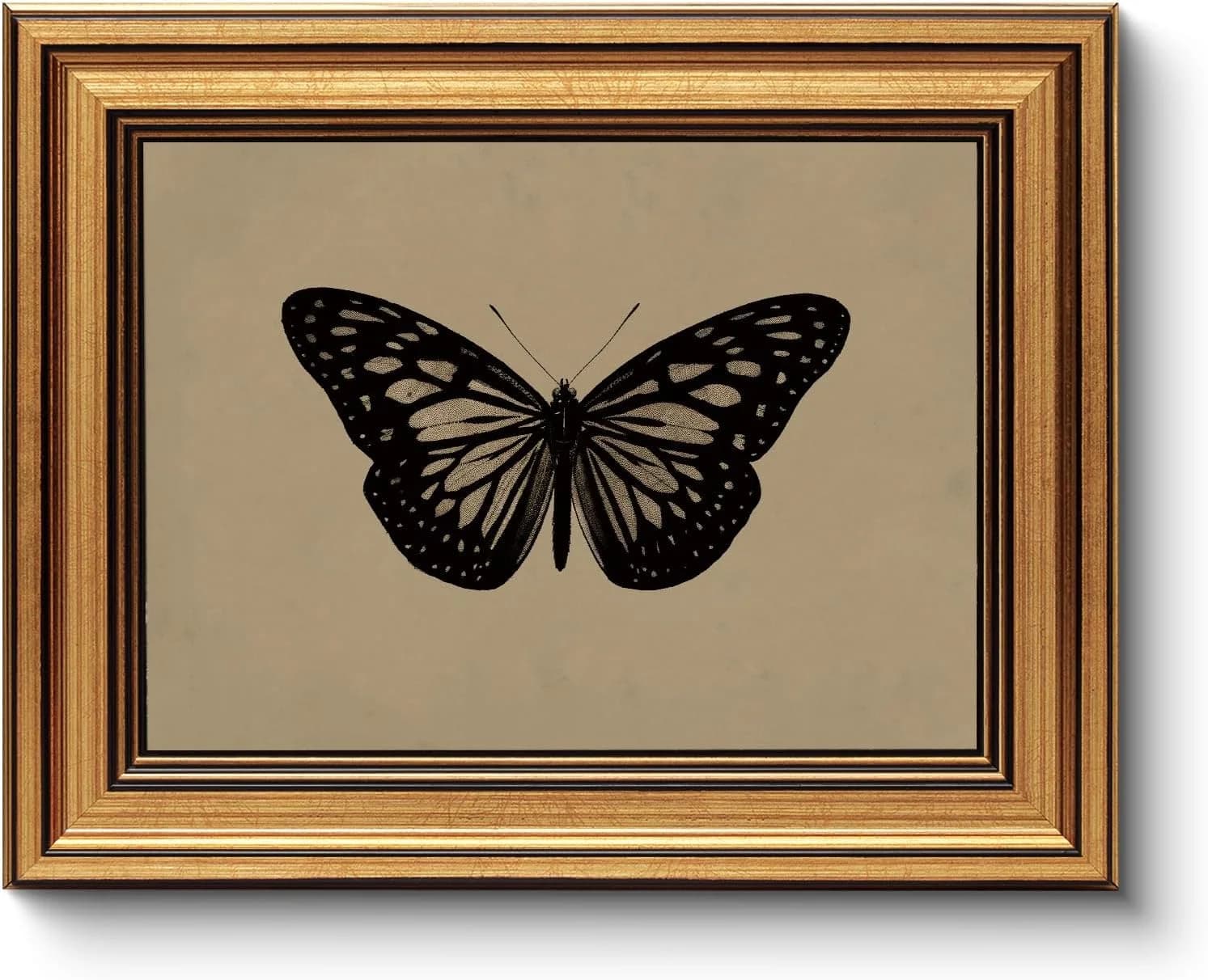 WHASAYART Gold Framed Wall Art for Living Room, Butterfly Painting Prints, Dark Academia Artwork Vintage Wall Decor for