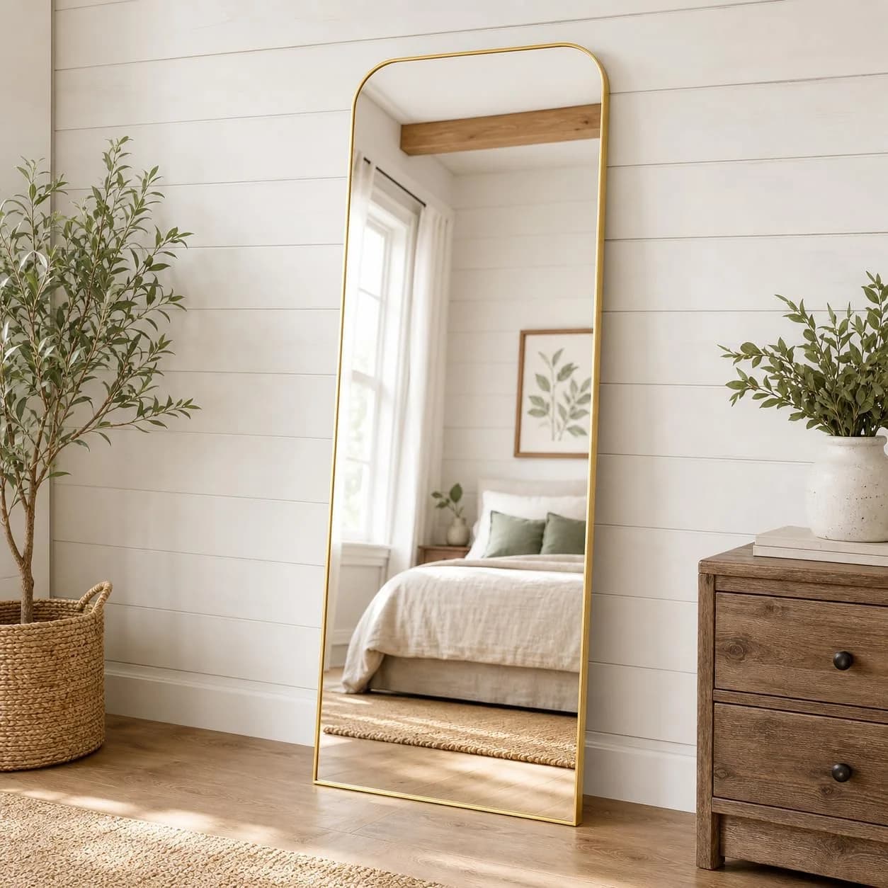 HARRITPURE 57"x20" Full Length Mirror Gold Rounded Corner Floor Mirror
