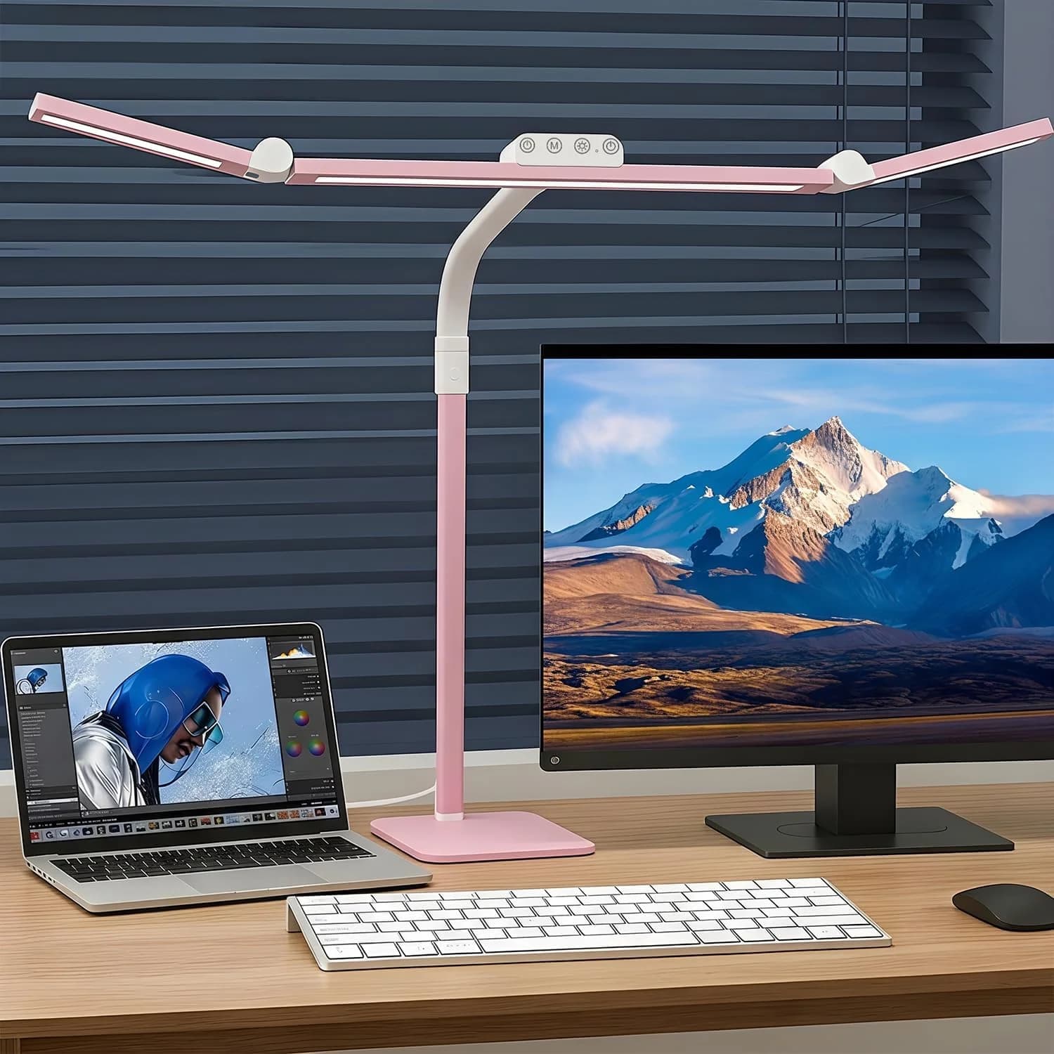 LED Desk Lamp for Home Office with Base, 28.2" Adjustable Gooseneck Swing Arm Bright Desk Light, Dimmable Architect Tabl
