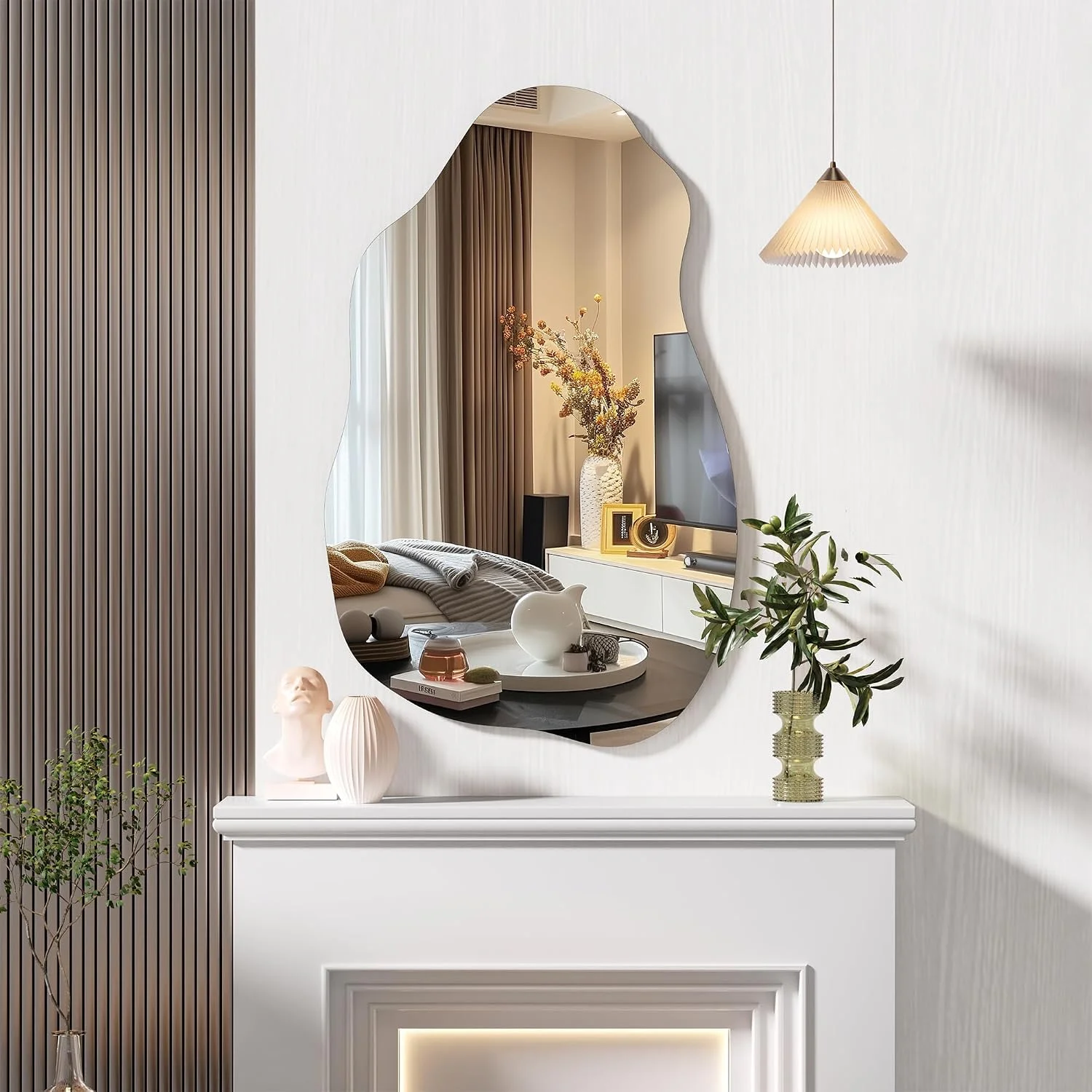 Hasipu 31"x20" Irregular Wall Mirror Frameless Asymmetrical Mirror for Wall