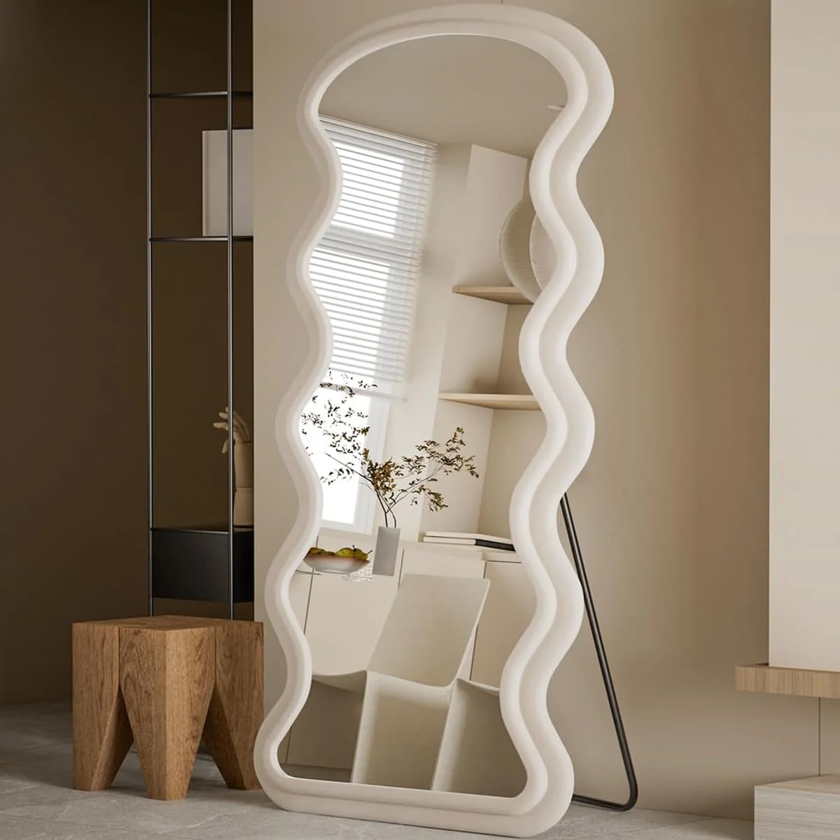Koonmi 71“x32” Wavy Mirror Full Length, Flannel Full Body Mirror