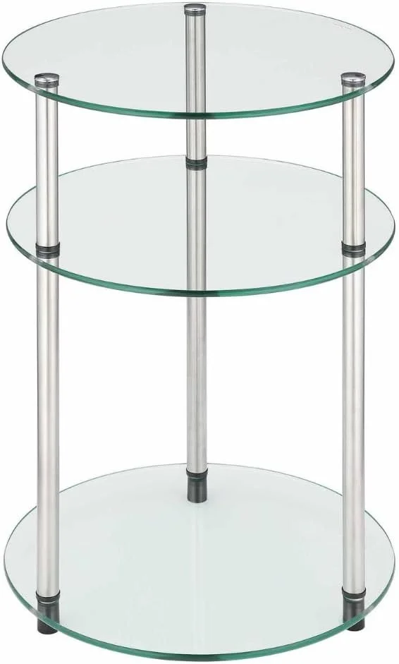 Convenience Concepts Designs2Go 3-Tier Round End Table, Glass