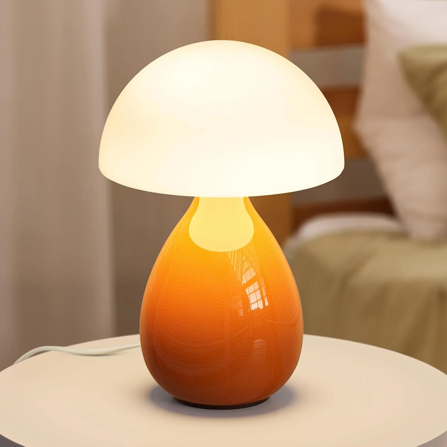 Mushroom Lamp, Mini Modern Lamp Small Vintage Table Bedside Nightstand Light, Small Light Dimmable for Bedroom, Living R