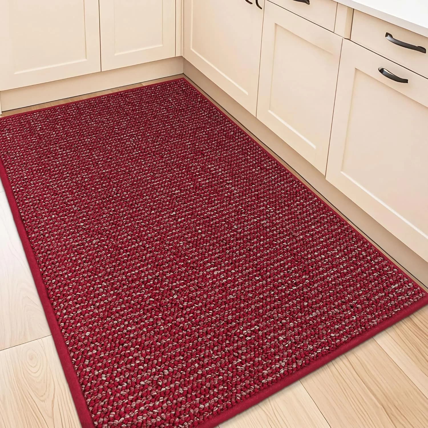 BEQHAUSE Kitchen Rugs 32"x48", Non-Slip Kitchen Mats for Floor, Red