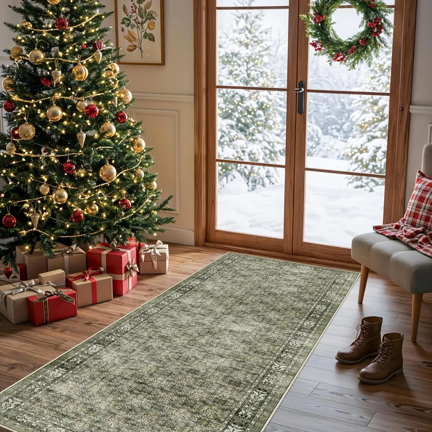 Washable 2x6 Runner Rug for Kitchen: Easy-Clean Carpet with Non-Slip Backing for Bedroom Entryway Stain-Resistant Sheddi