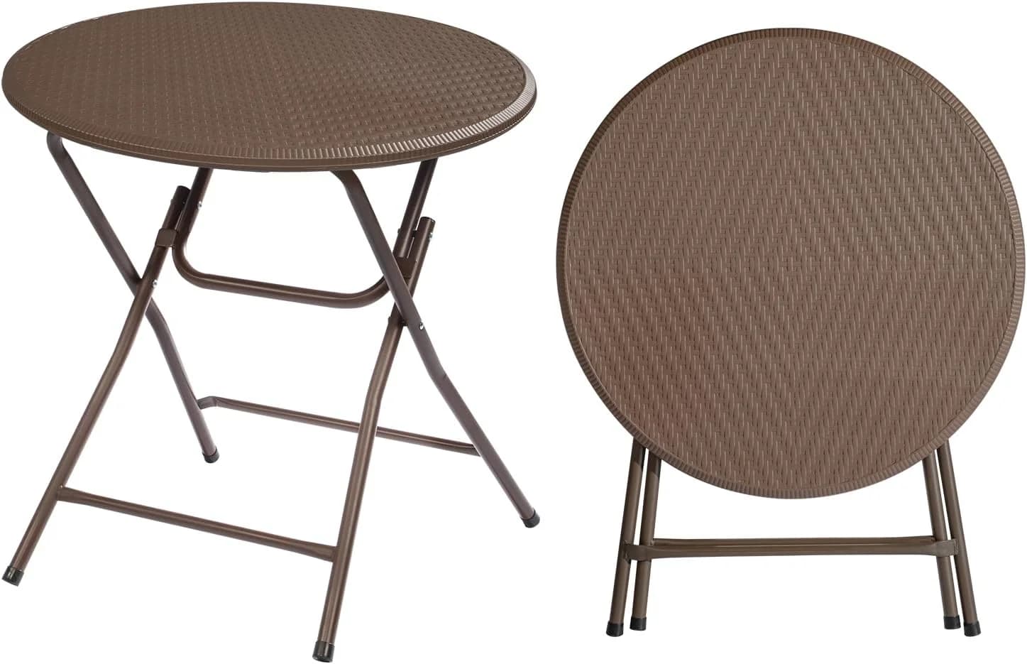 VINGLI 32" Round Folding Commercial Banquet Table, Portable Plastic Coffee Card Dining Table for Kitchen or Outdoor Part