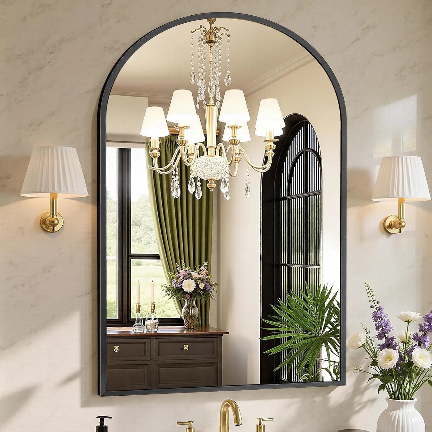 Sweetcrispy 30x40 Bathroom Mirrors for Wall, Arched Mirror for Over Sink