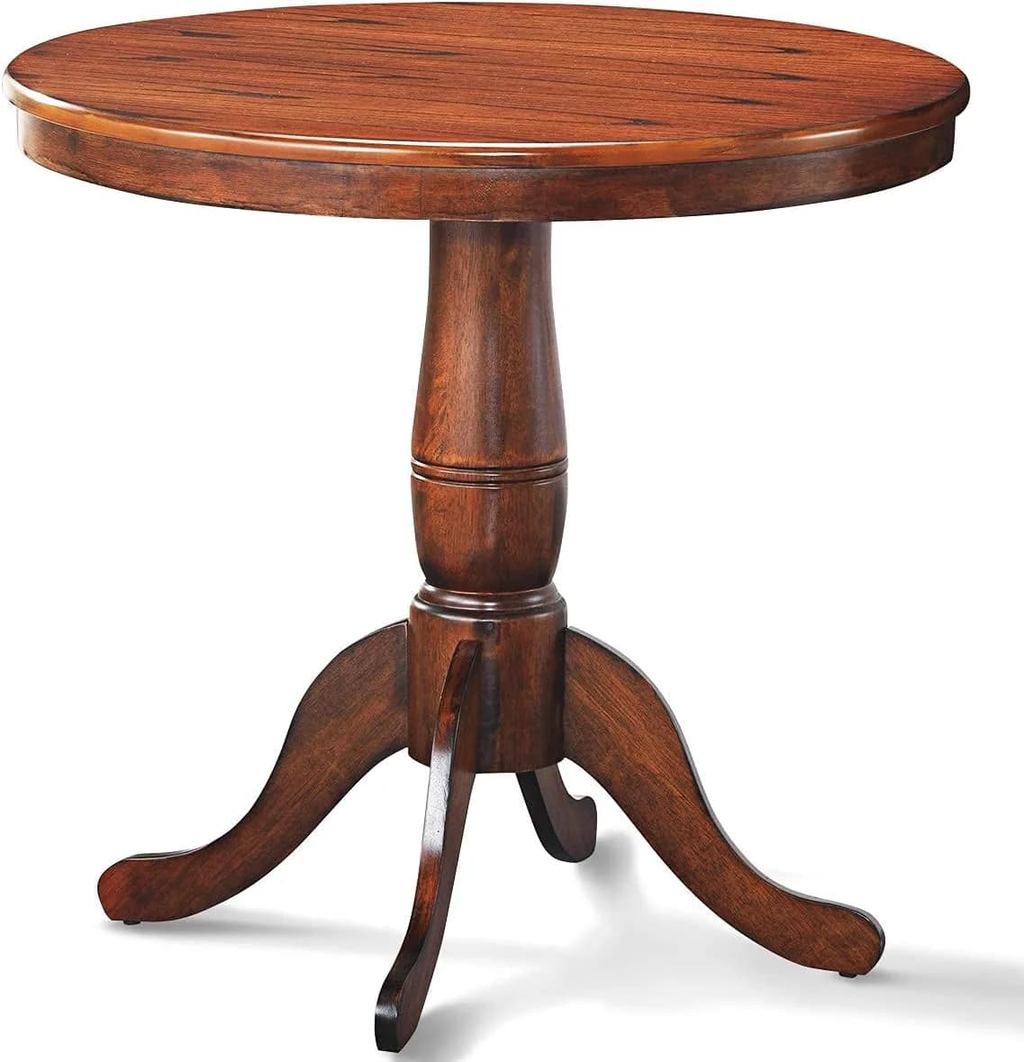 Giantex Round Dining Table for 2-4 People, 32" D X 30" H Wooden Kitchen Table with Spacious Table Top, Pedestal Base, Le
