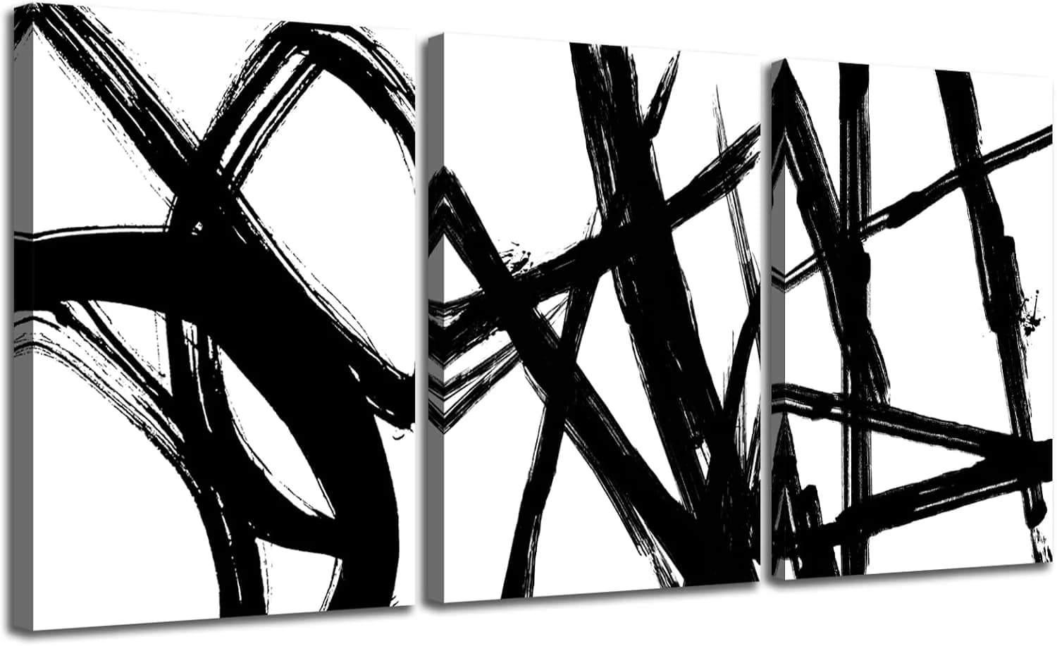 RUIFENGL Black and White Abstract Canvas Wall Art Prints for Home Office