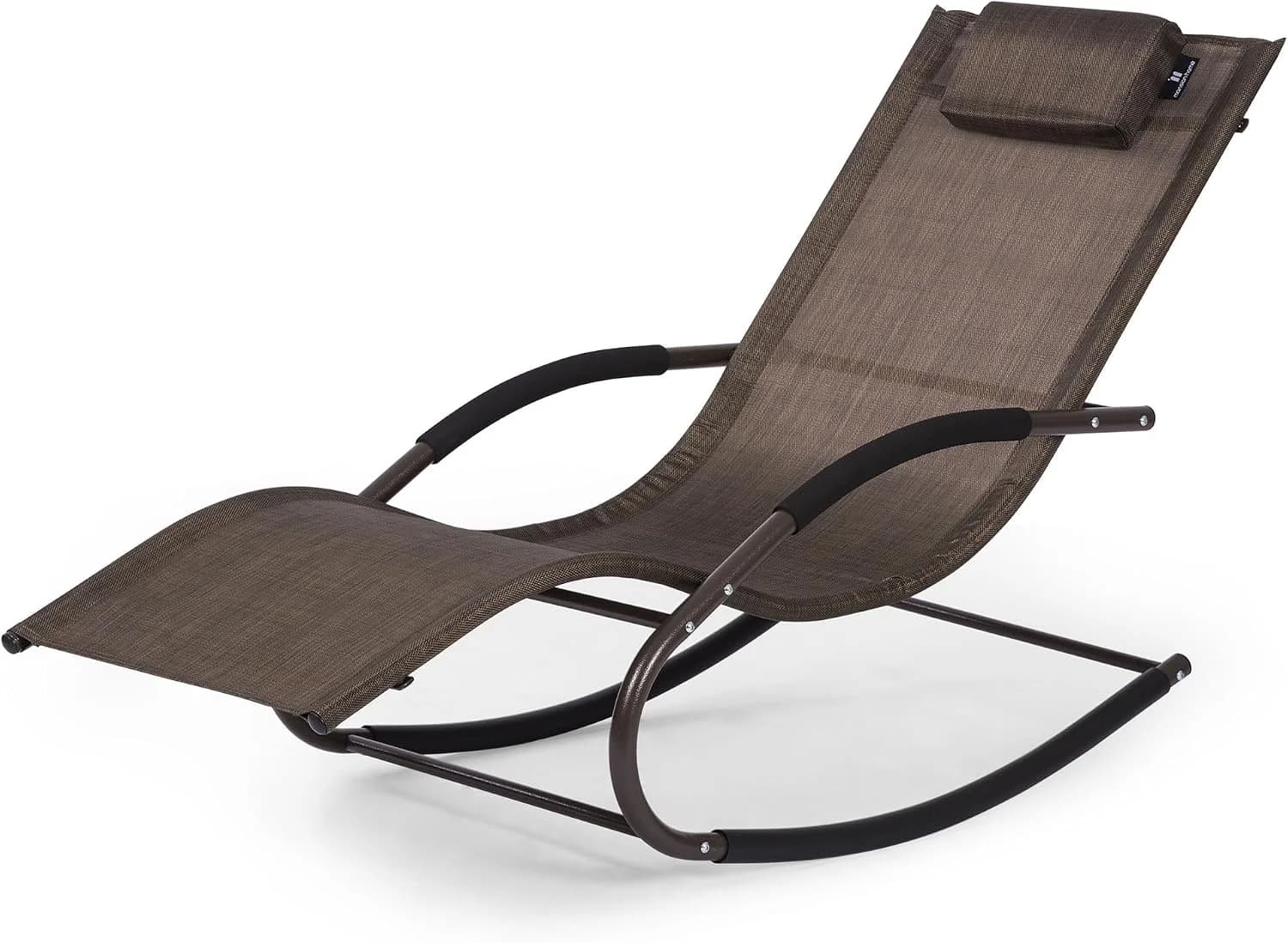 Outdoor Lounge Chair with Pillow, Patio Chaise Lounge, Brown