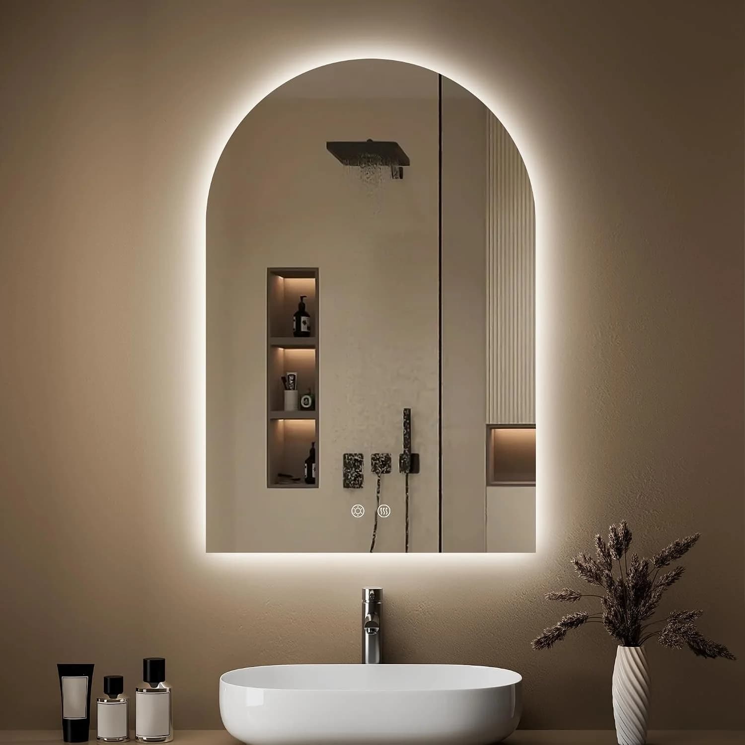 20"x30" Arched LED Lighted Bathroom Mirror with Lights