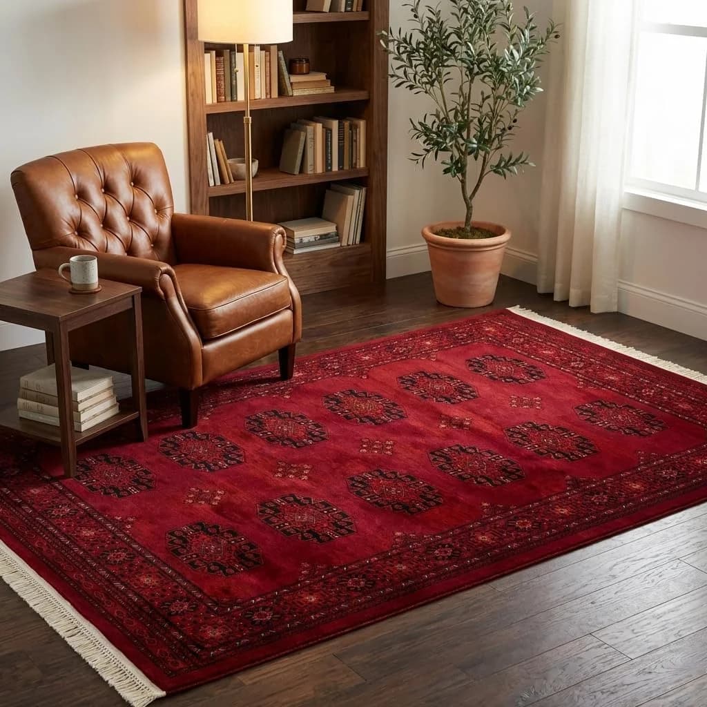 Unique Loom Tekke Collection Over-Dyed Saturated Traditional Torkaman Area Rug (5' 3 x 8' 0 Rectangular, Red/Black)
