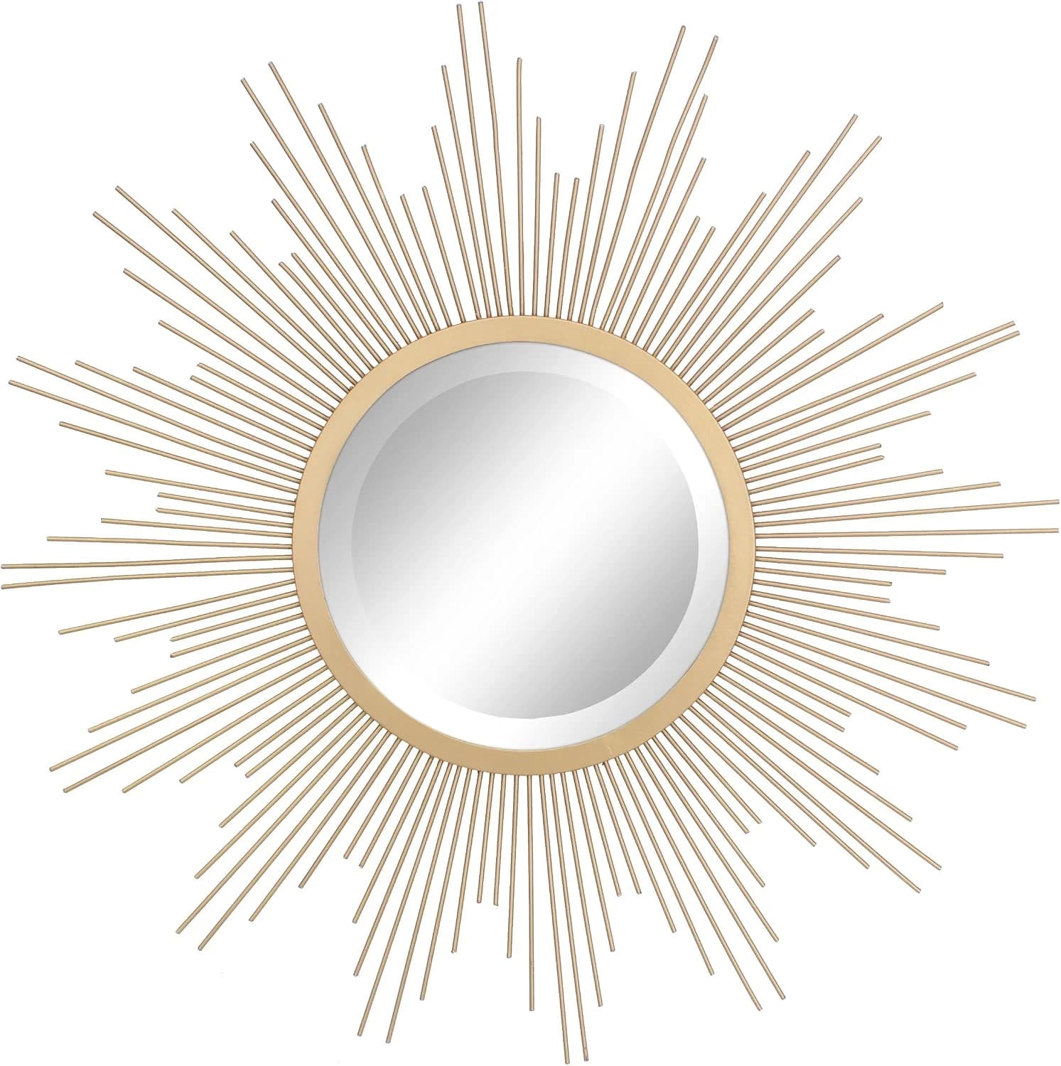 Stonebriar Round 23" Antique Gold Metal Starburst Hanging Wall Mirror with Attached Mounting Bracket, Decorative Decor f