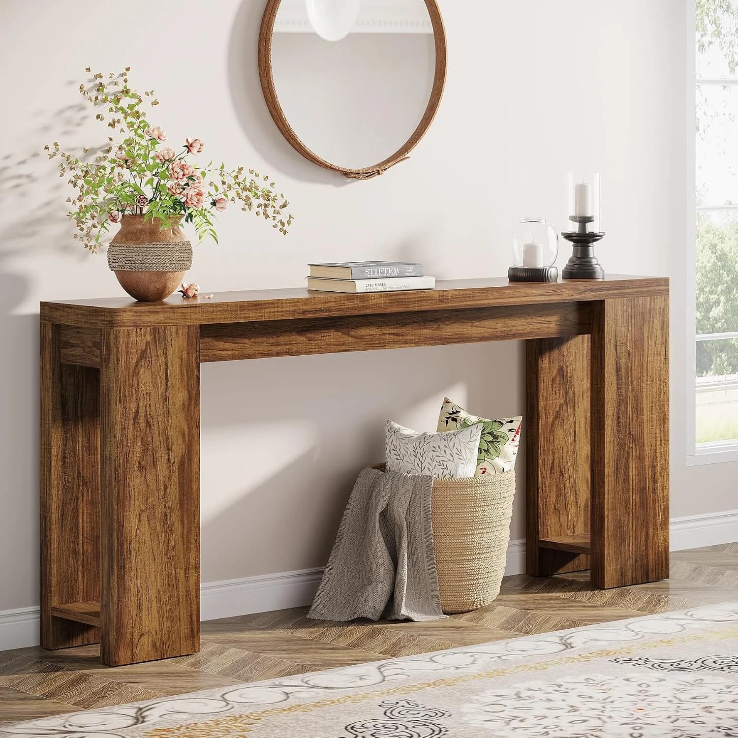 Tribesigns 70.9-Inch Extra Long Console Table, Farmhouse Wood Sofa Table Behind Couch, Narrow Entryway Accent Table for