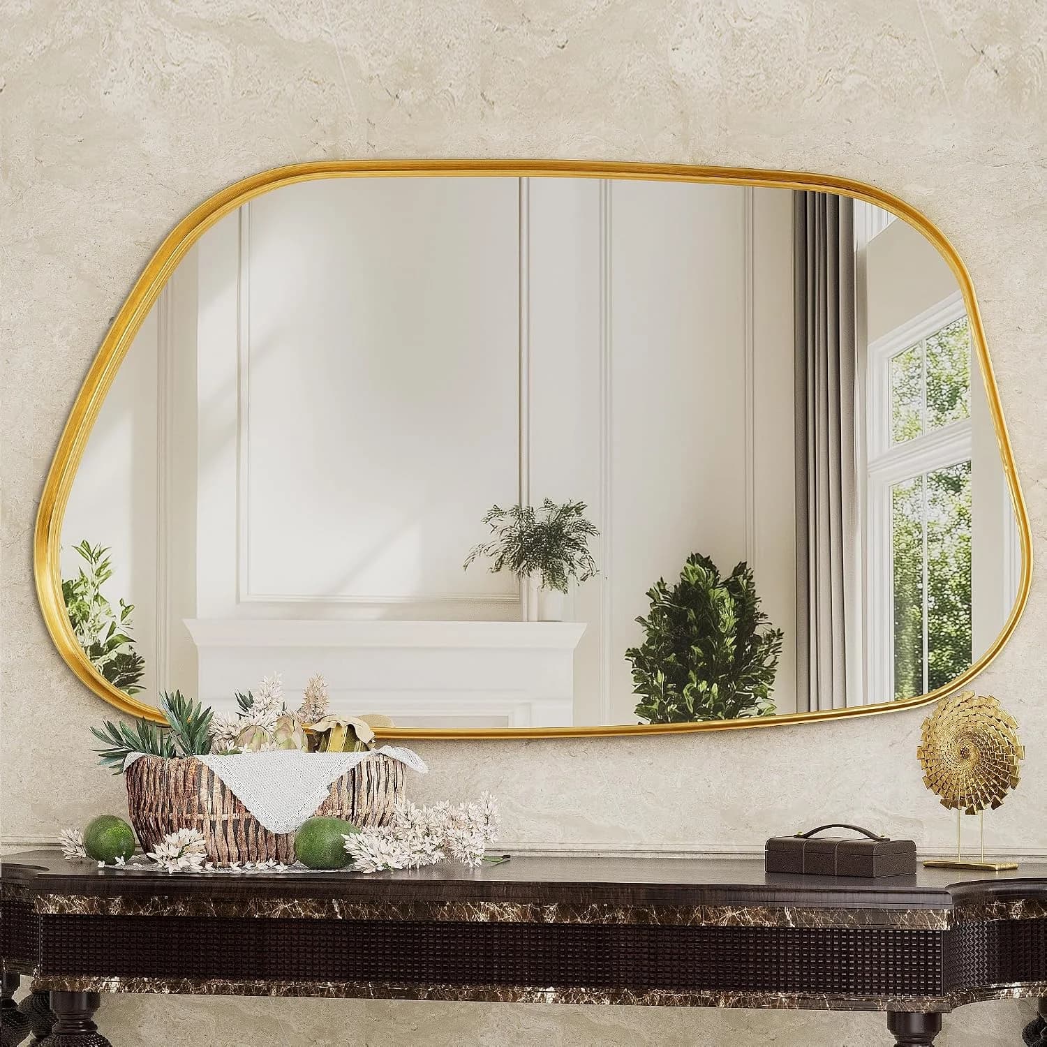 Irregular Wall Mirror 55"x28" Bathroom Mirrors Asymmetrical Artistic Decorative for Living Room Bedroom Bathroom Hallway