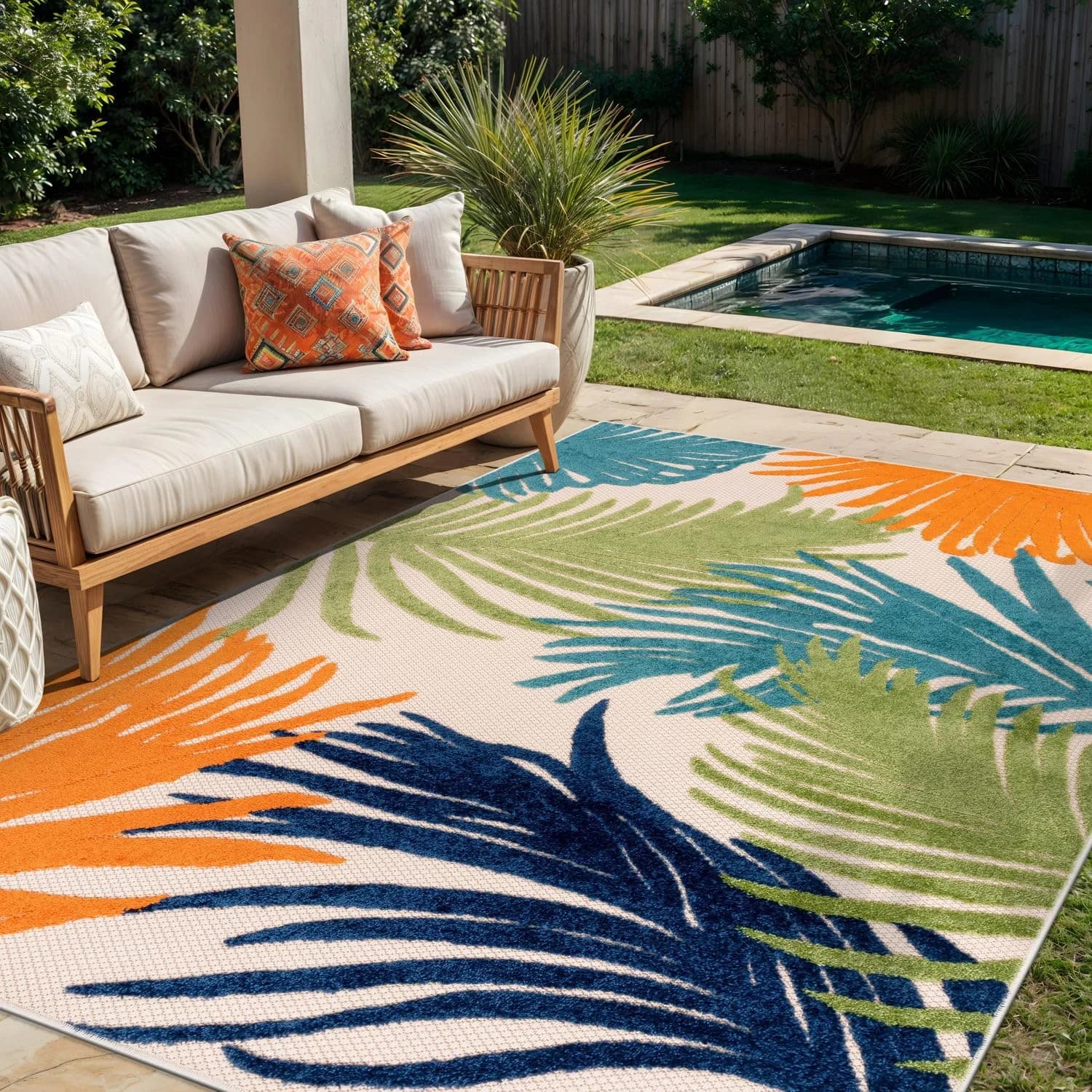 Rugshop Lucca Indoor/Outdoor Contemporary Floral Area Rug Multi 5' x 7'