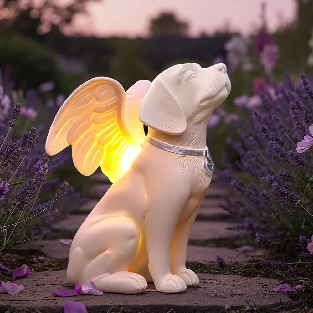 iHeartDogs Dog Angel Statue Garden Solar Light, Pet Memorial Gifts
