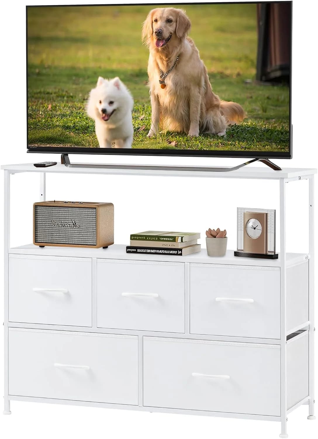 DUMOS TV Stand Dresser, Media Console, Storage Drawers