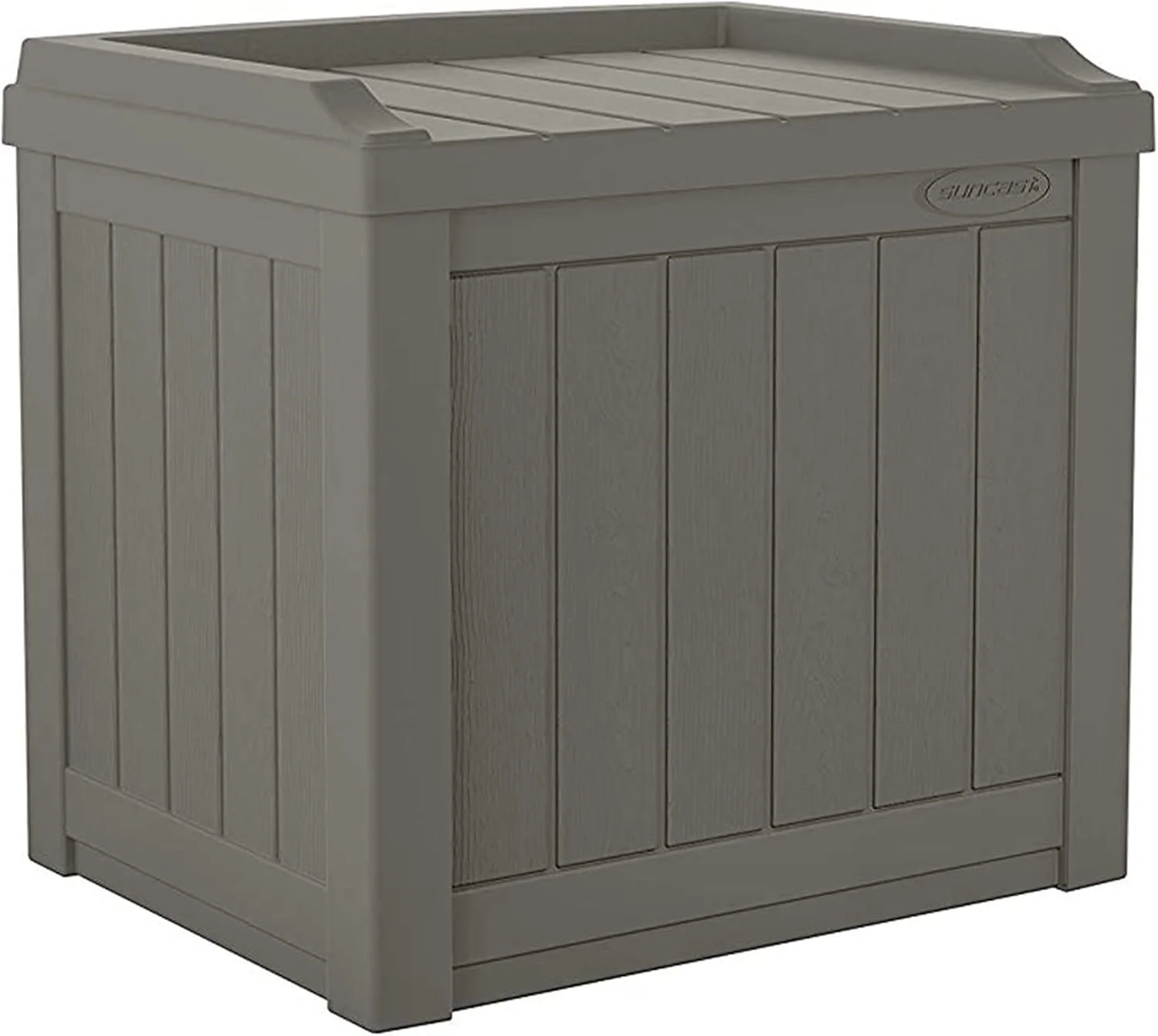 Suncast Outdoor Storage Box - 22 Gallon Stone Gray Resin Outdoor Deck Box with Seat, Weatherproof Patio Storage Bin Cont