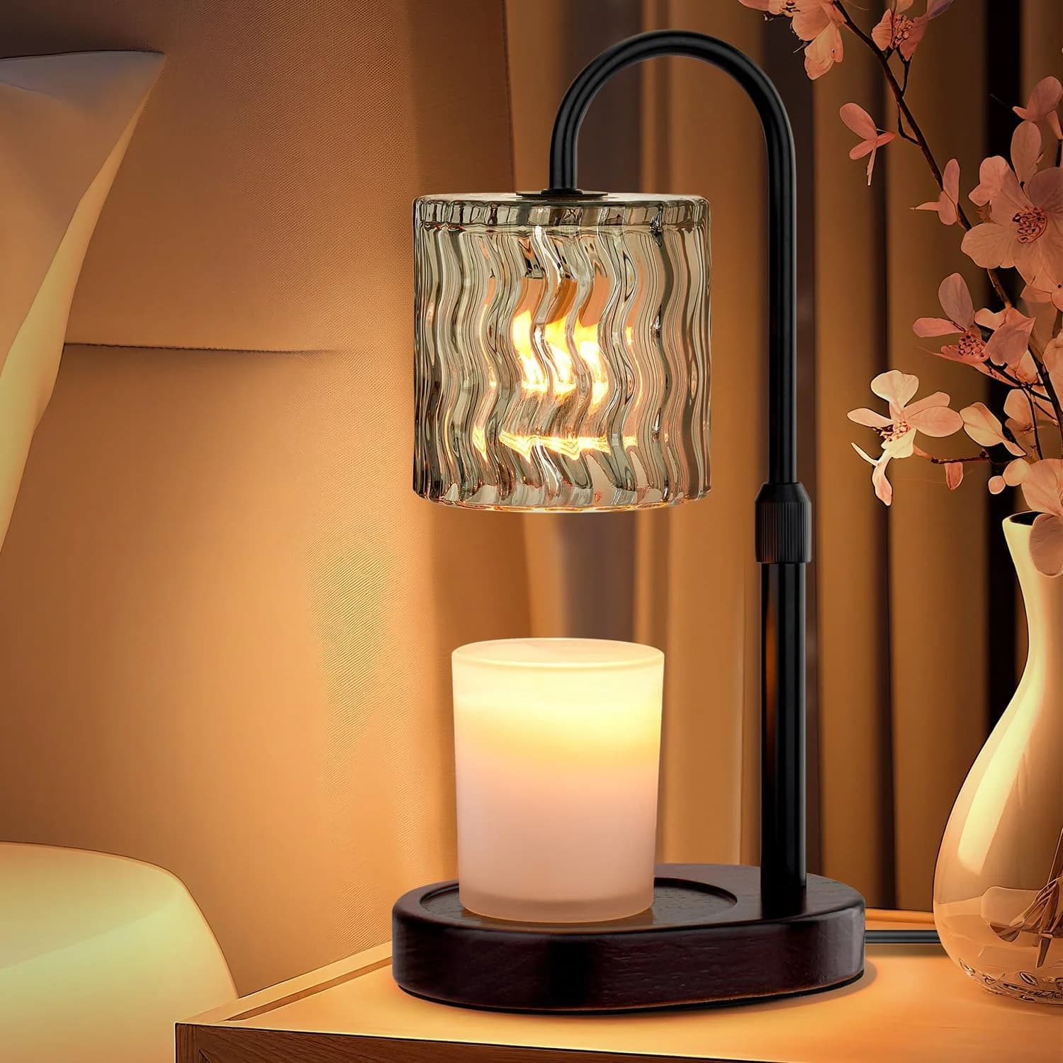 Candle Warmer Lamp Electric Timer: Dimmable Candles Warming Lamps - Height Adjustable Burner Jar - No Flame Scented Melt