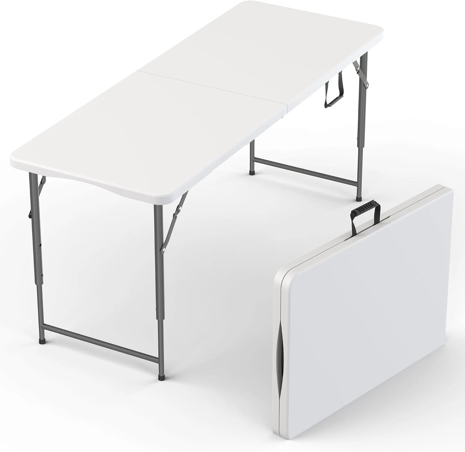 5.5 Feet ADJUSTABLE Foldable Table with Built in Handle & Steel Legs