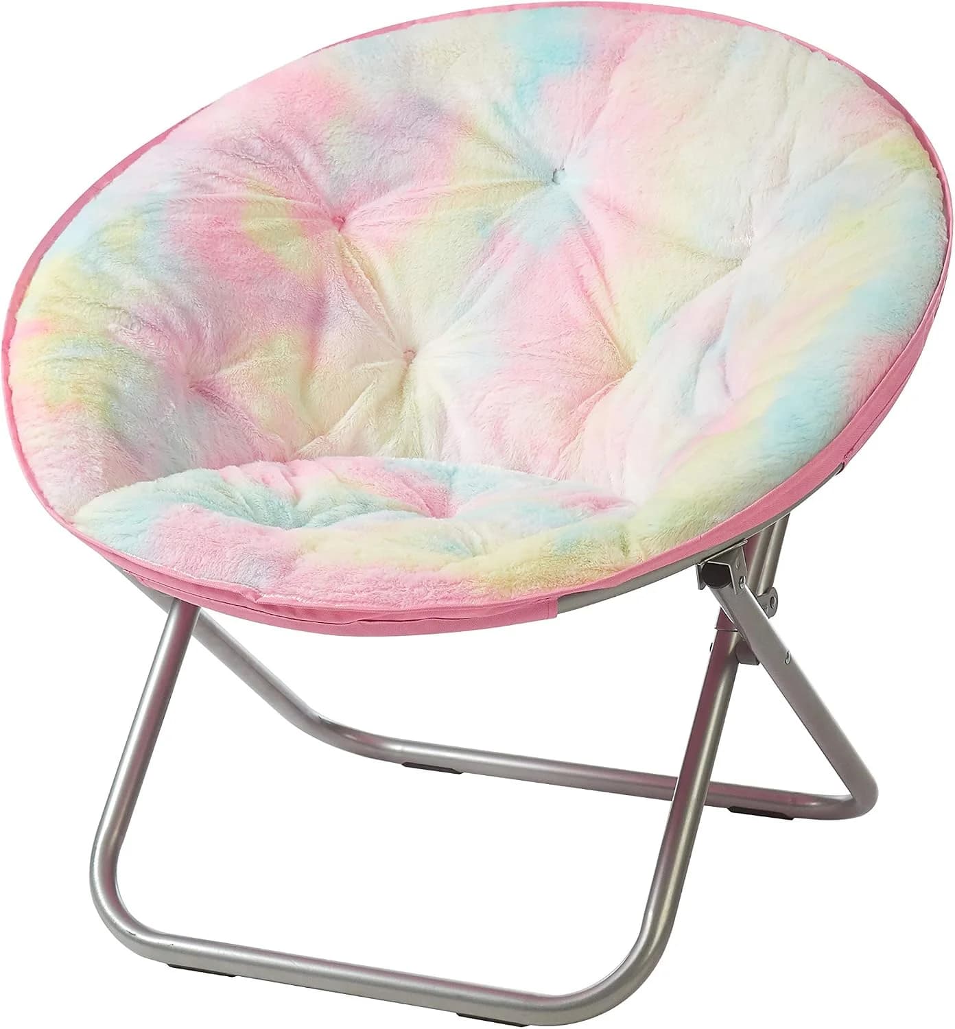 Heritage Kids Sorbet Dreams Rainbow Fur Teen Saucer Chair, Foldable, Multi